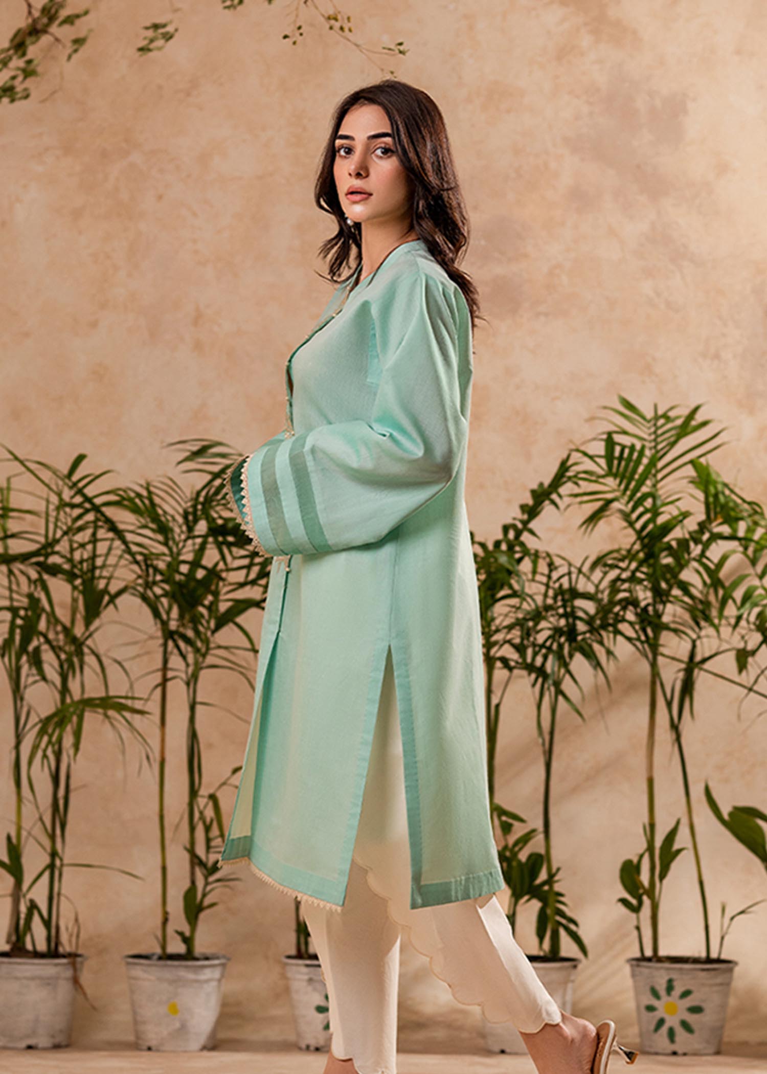 Fozia Khalid Aqua Mint Tunic Women 1pcs