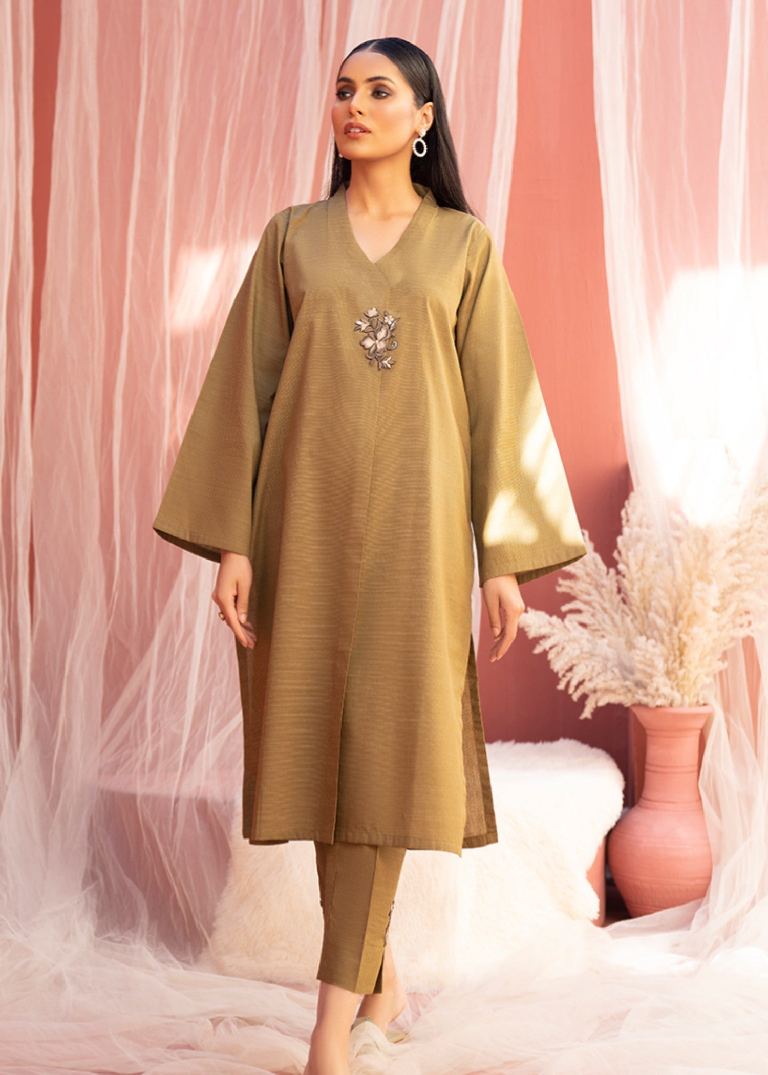 Aks-e-Jahan Olive Ocean Women 2pcs