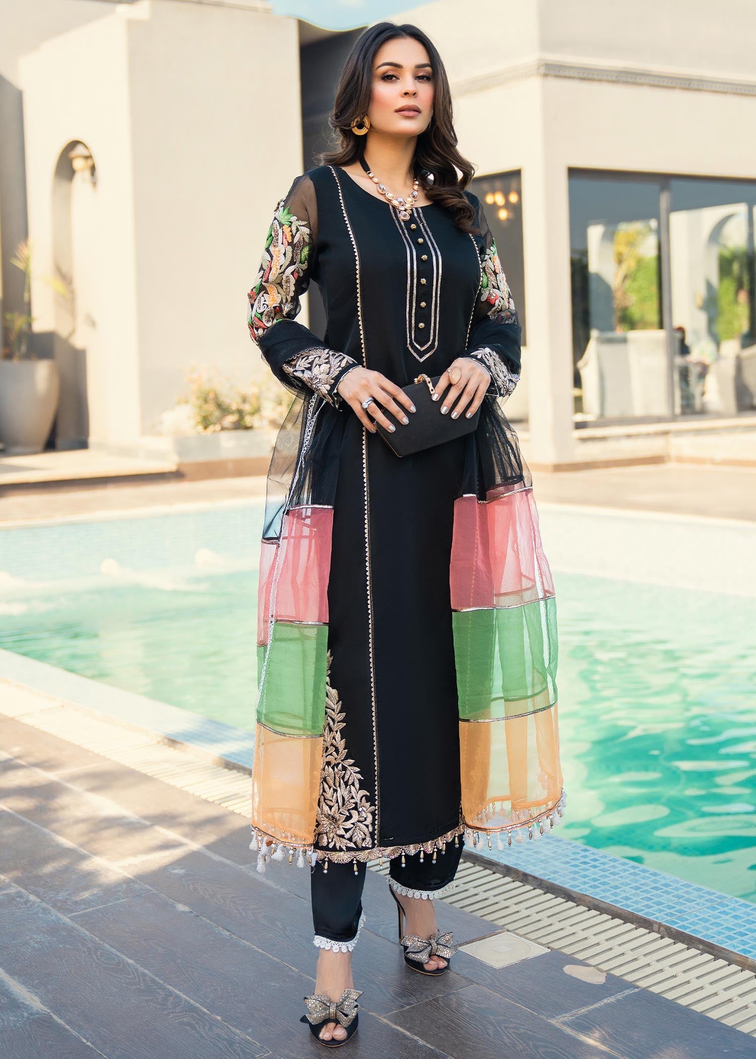 Khuda Baksh Creations M 102 Black Women 3pcs