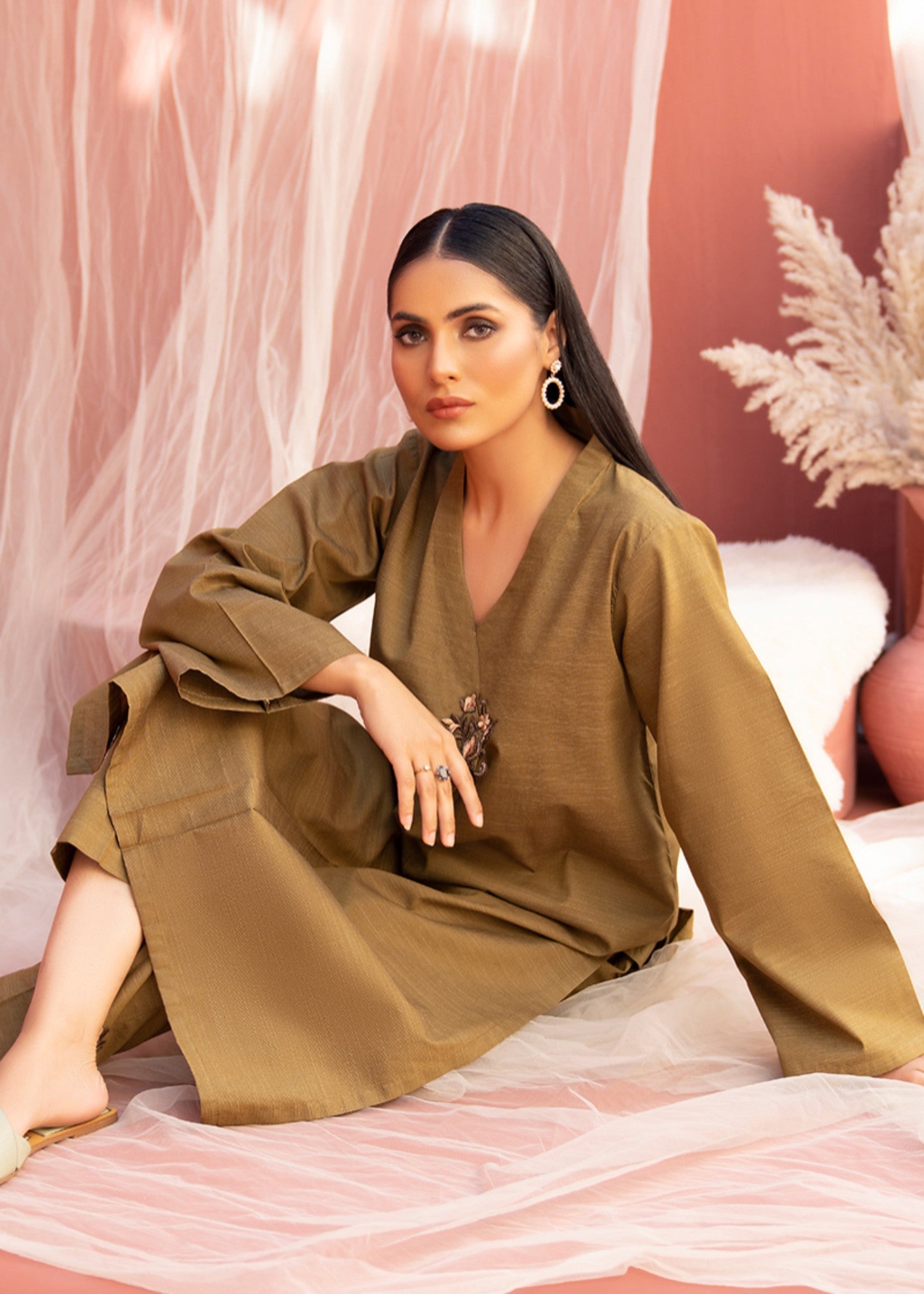 Aks-e-Jahan Olive Ocean Women 2pcs