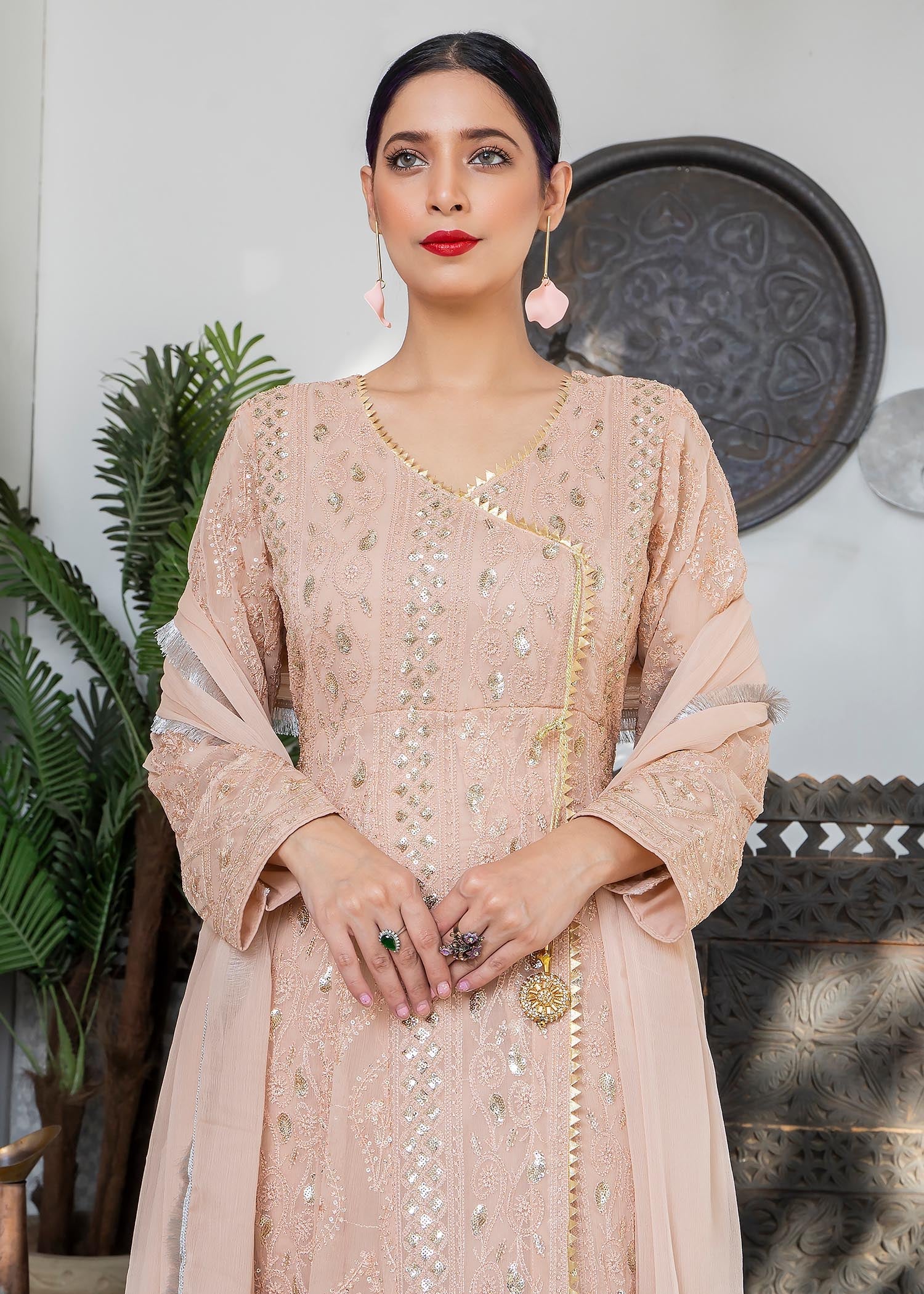 Manahils Angrakha 099 Peach Women 3pcs