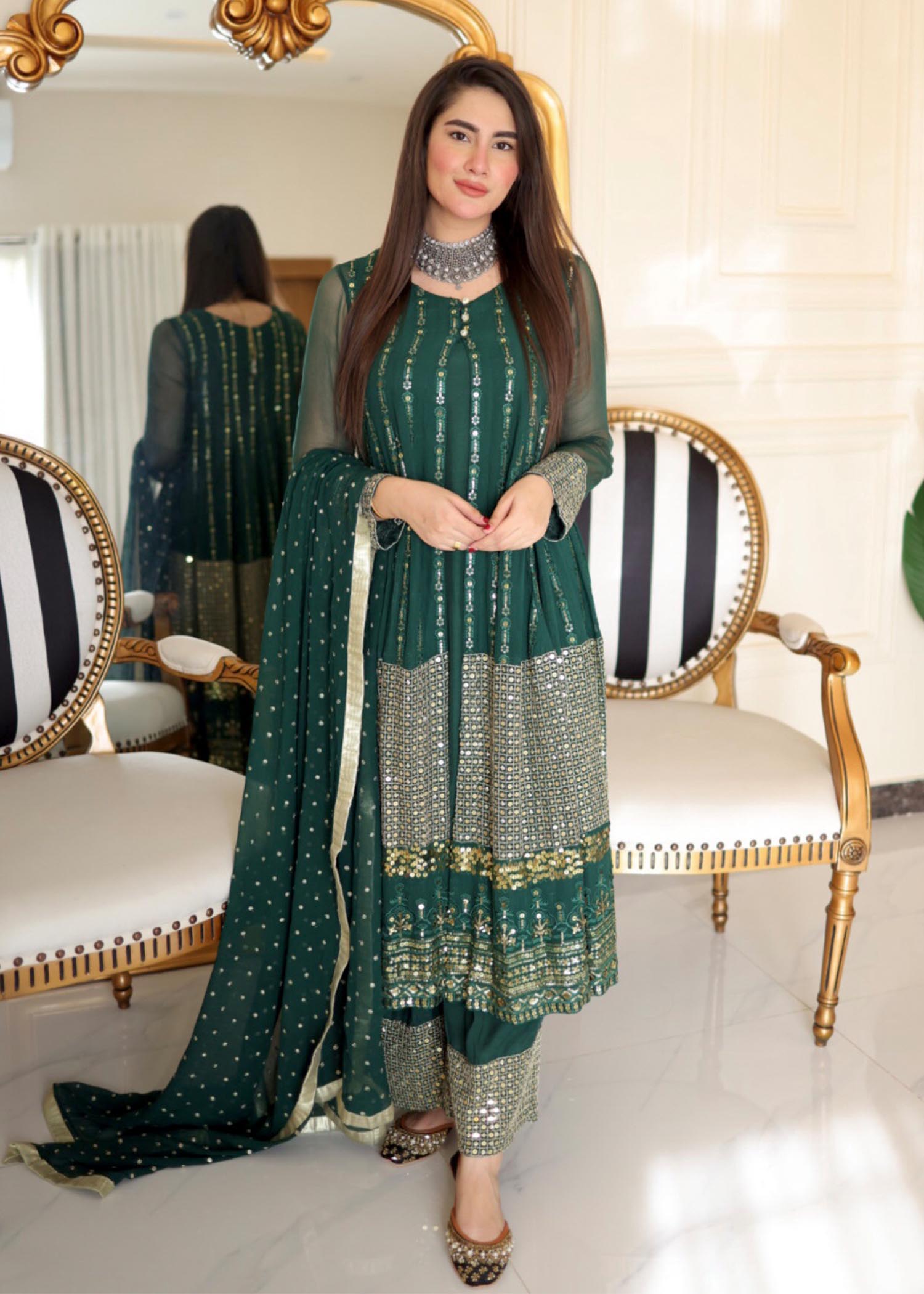 Rang-e-Haya Anchal / Bottle Green Women 4pcs