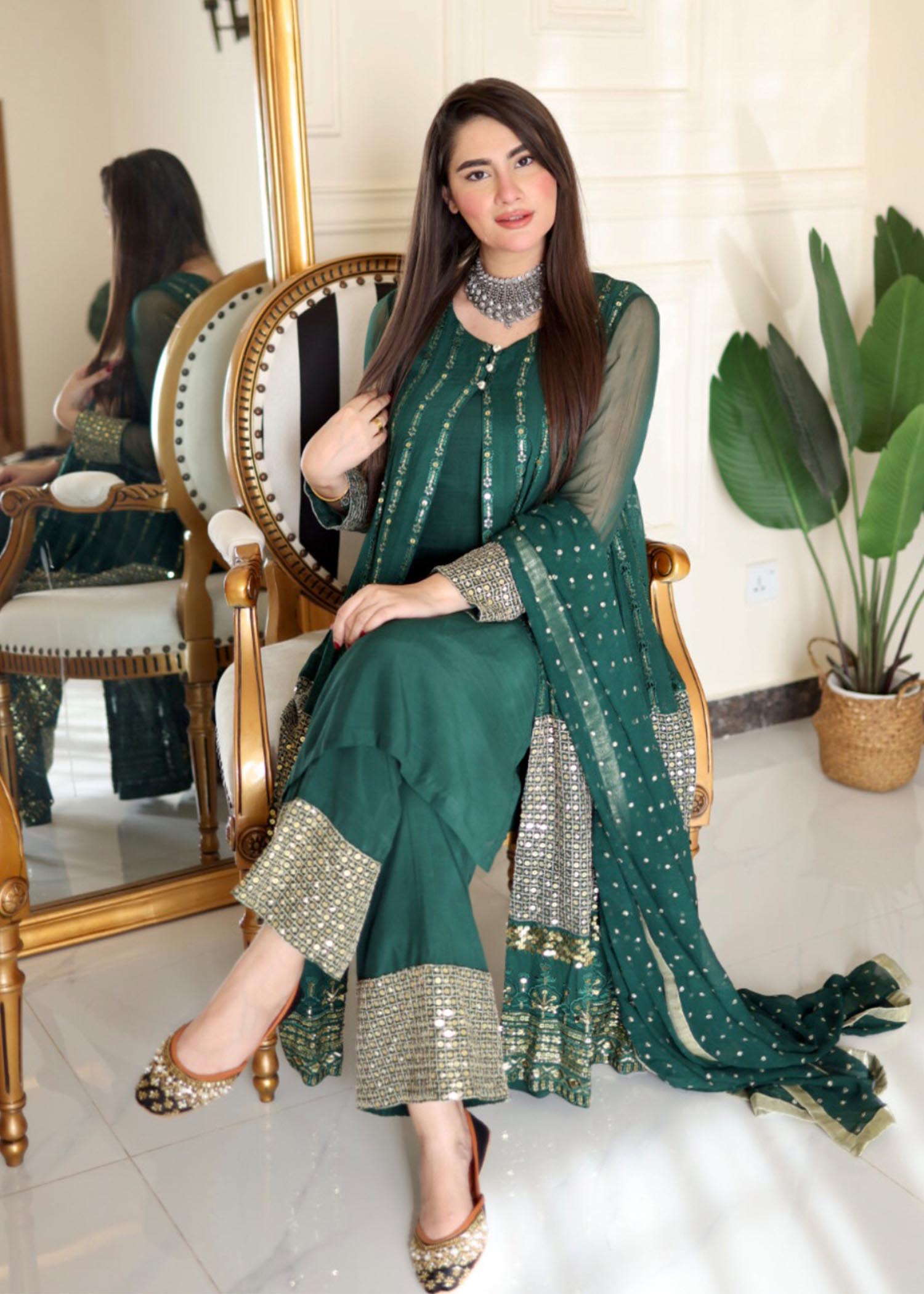 Rang-e-Haya Anchal / Bottle Green Women 4pcs