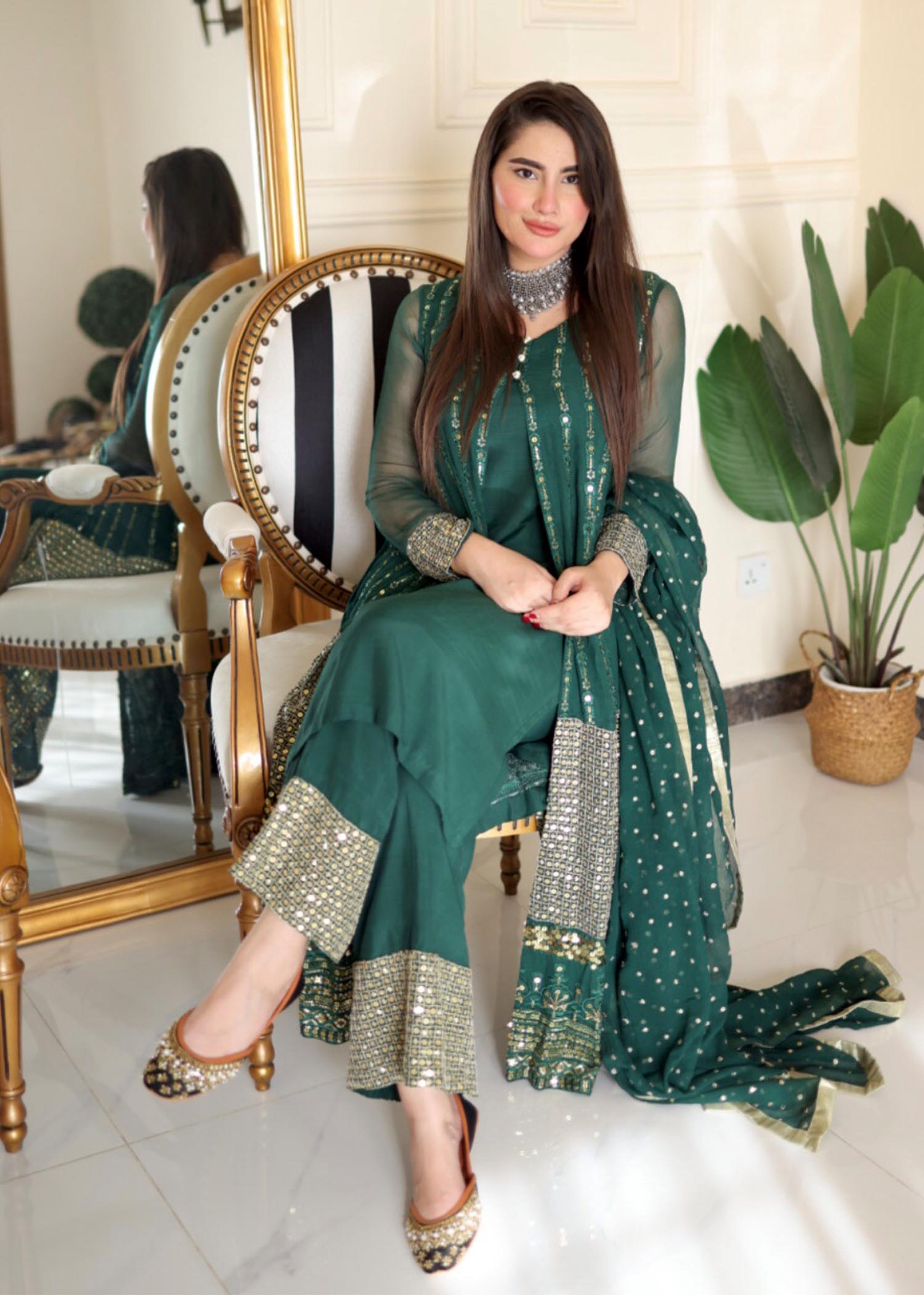 Rang-e-Haya Anchal / Bottle Green Women 4pcs