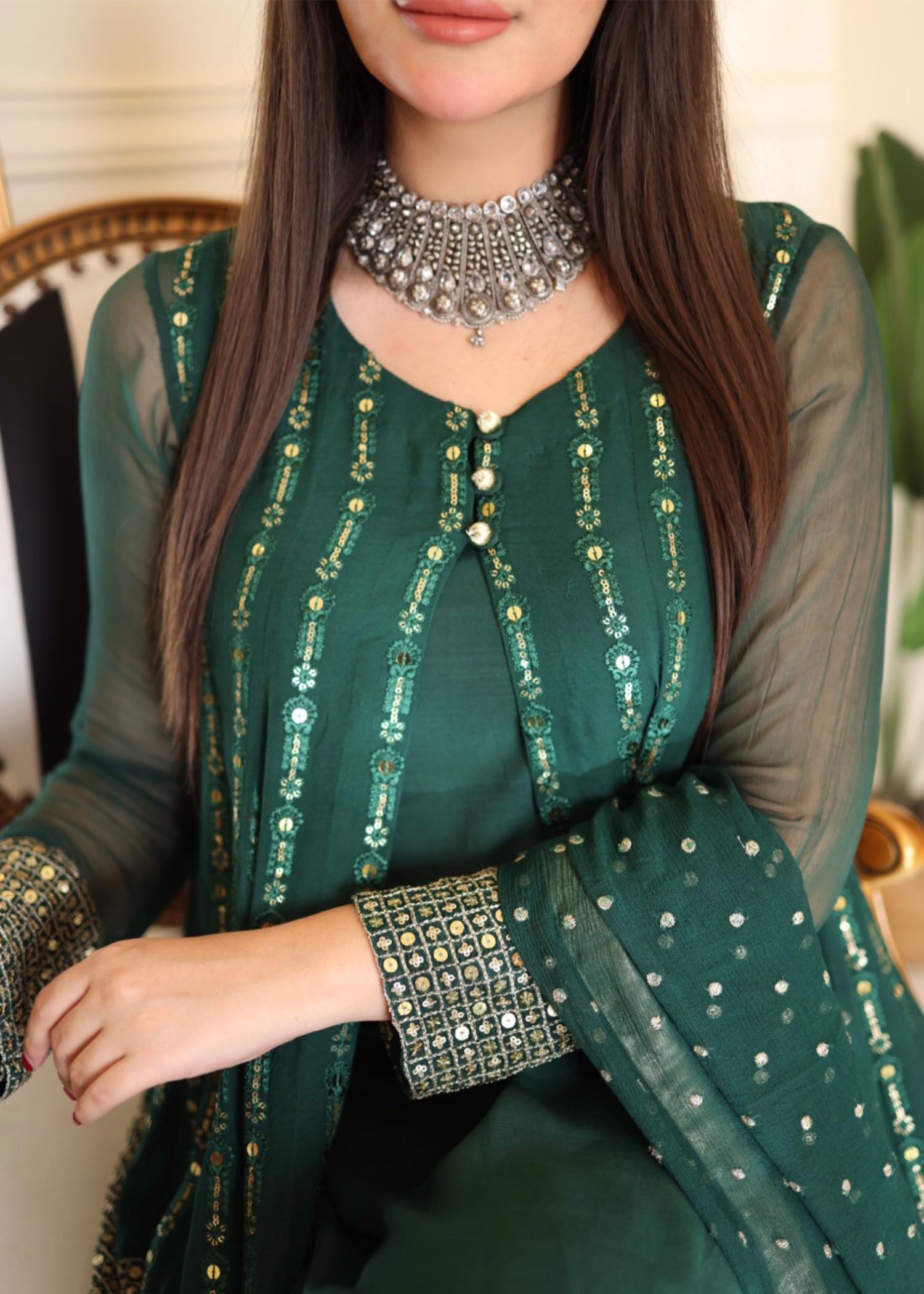 Rang-e-Haya Anchal / Bottle Green Women 4pcs