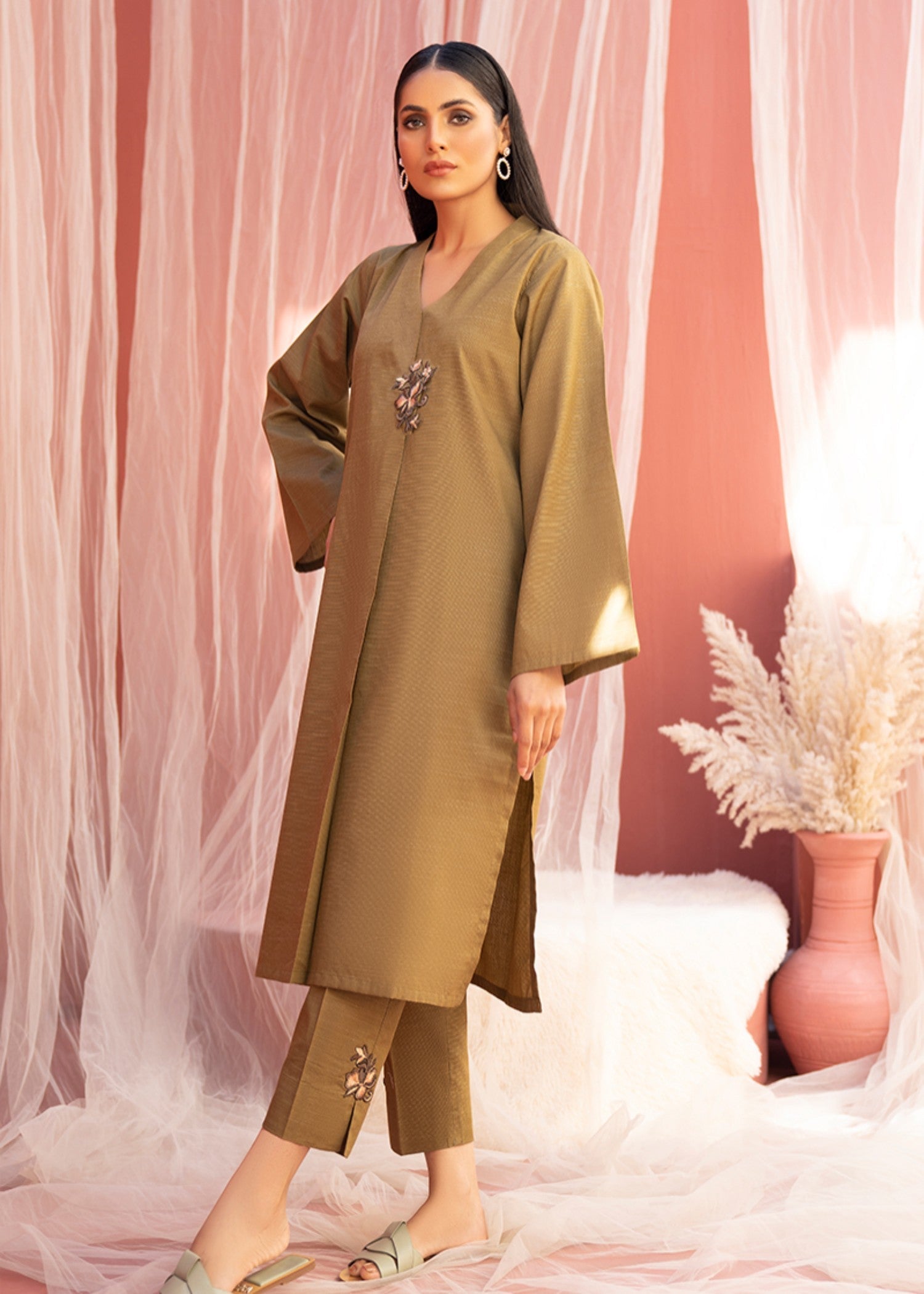 Aks-e-Jahan Olive Ocean Women 2pcs