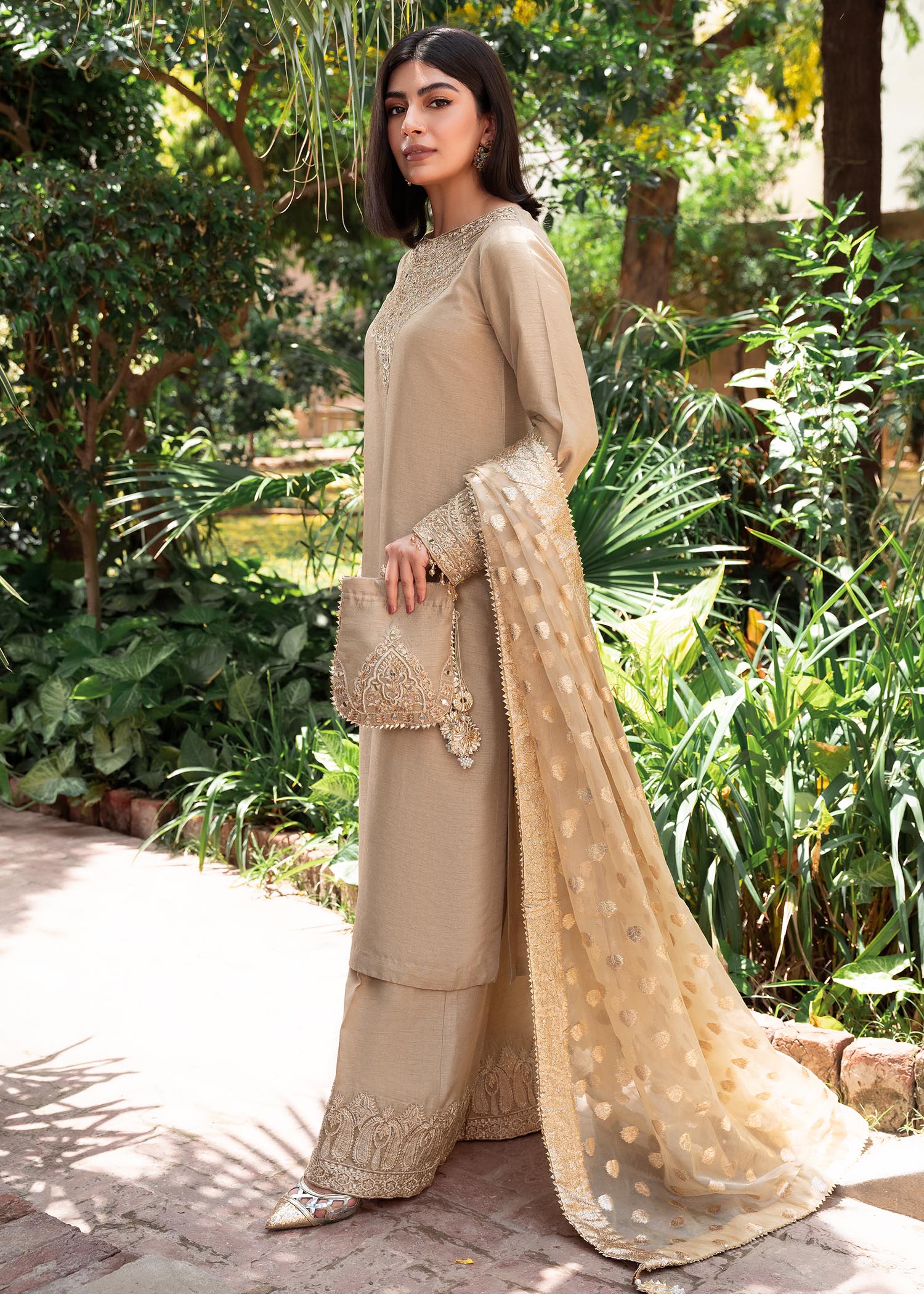 Rang-e-Haya Shireen Gold beige Women 3pcs