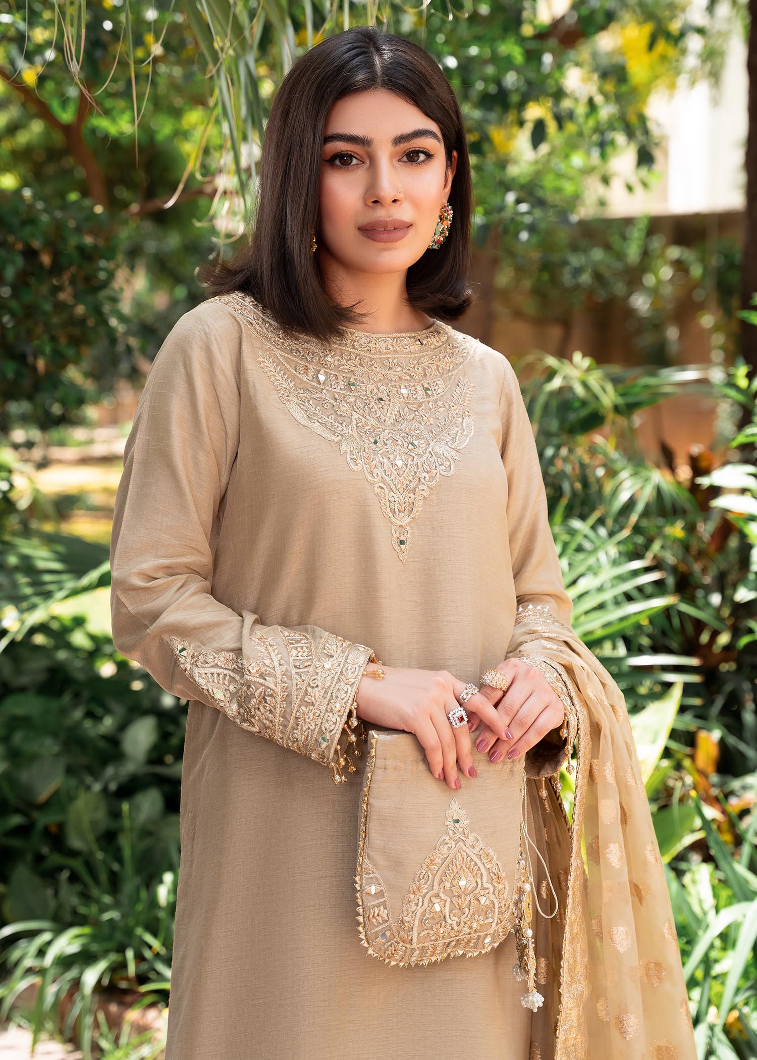 Rang-e-Haya Shireen Gold beige Women 3pcs