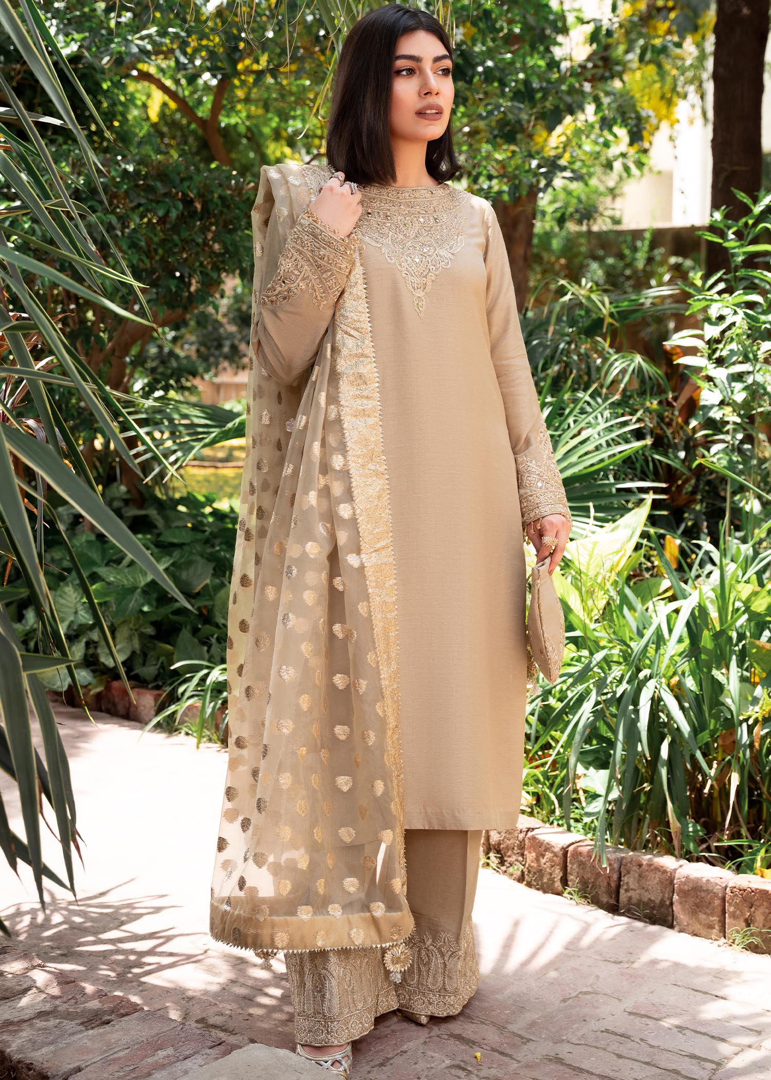 Rang-e-Haya Shireen Gold beige Women 3pcs