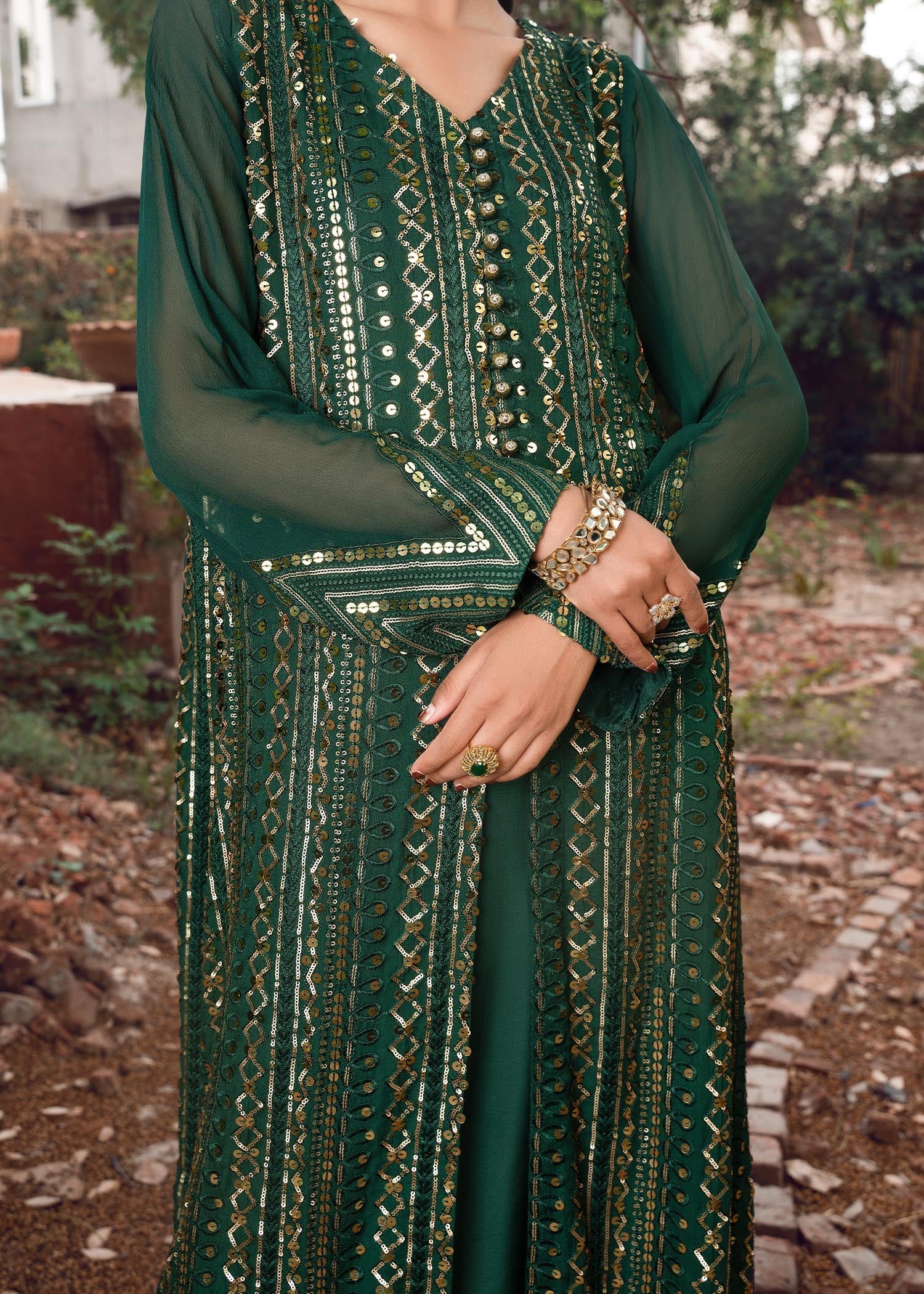 Rang-e-Haya Ufaq Bottle Green Women 4pcs