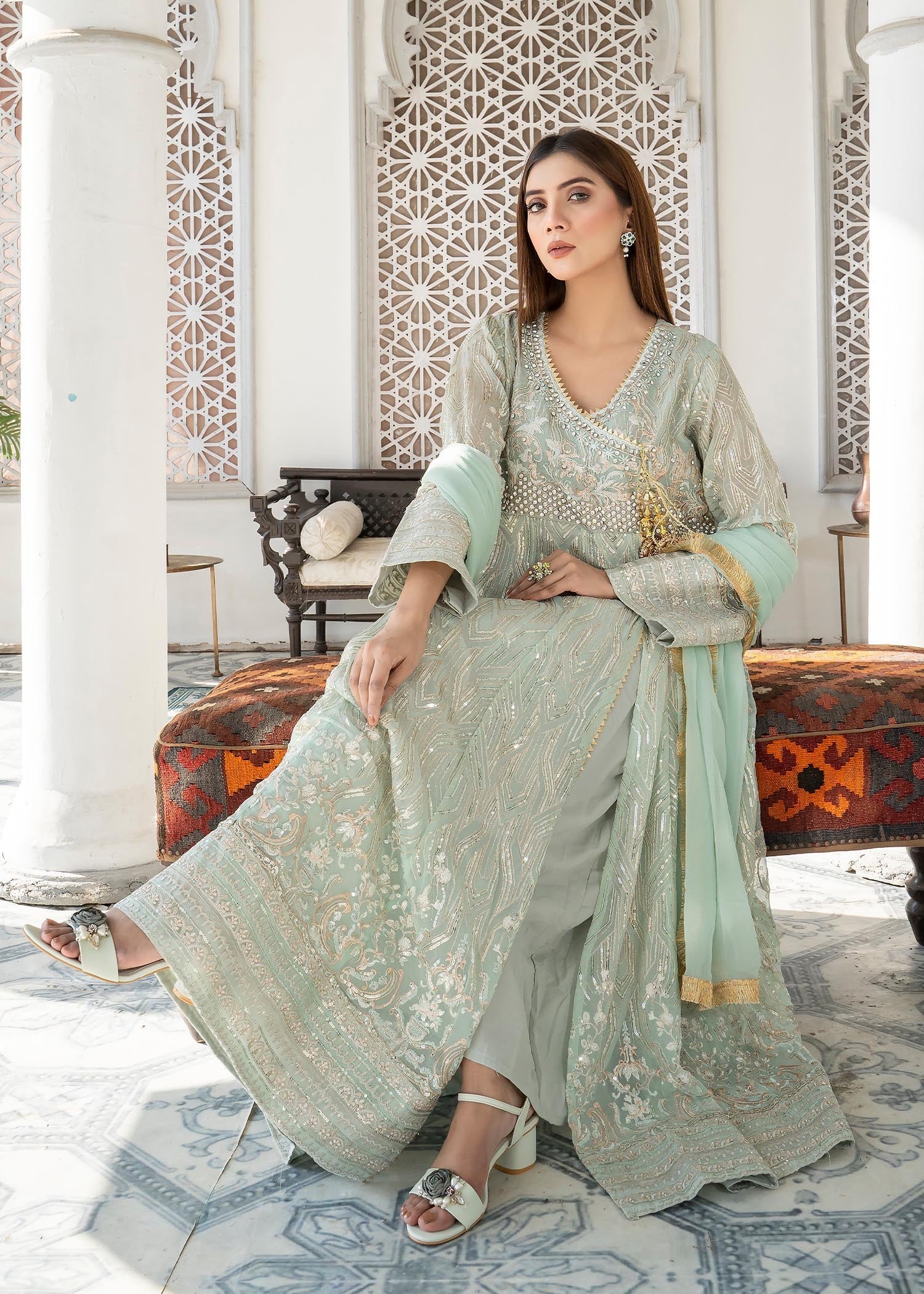 Manahils Angrakha 105 AQUA Women 3pcs