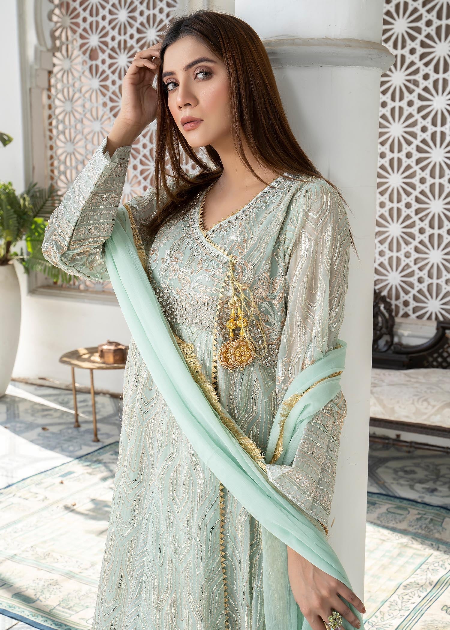 Manahils Angrakha 105 AQUA Women 3pcs