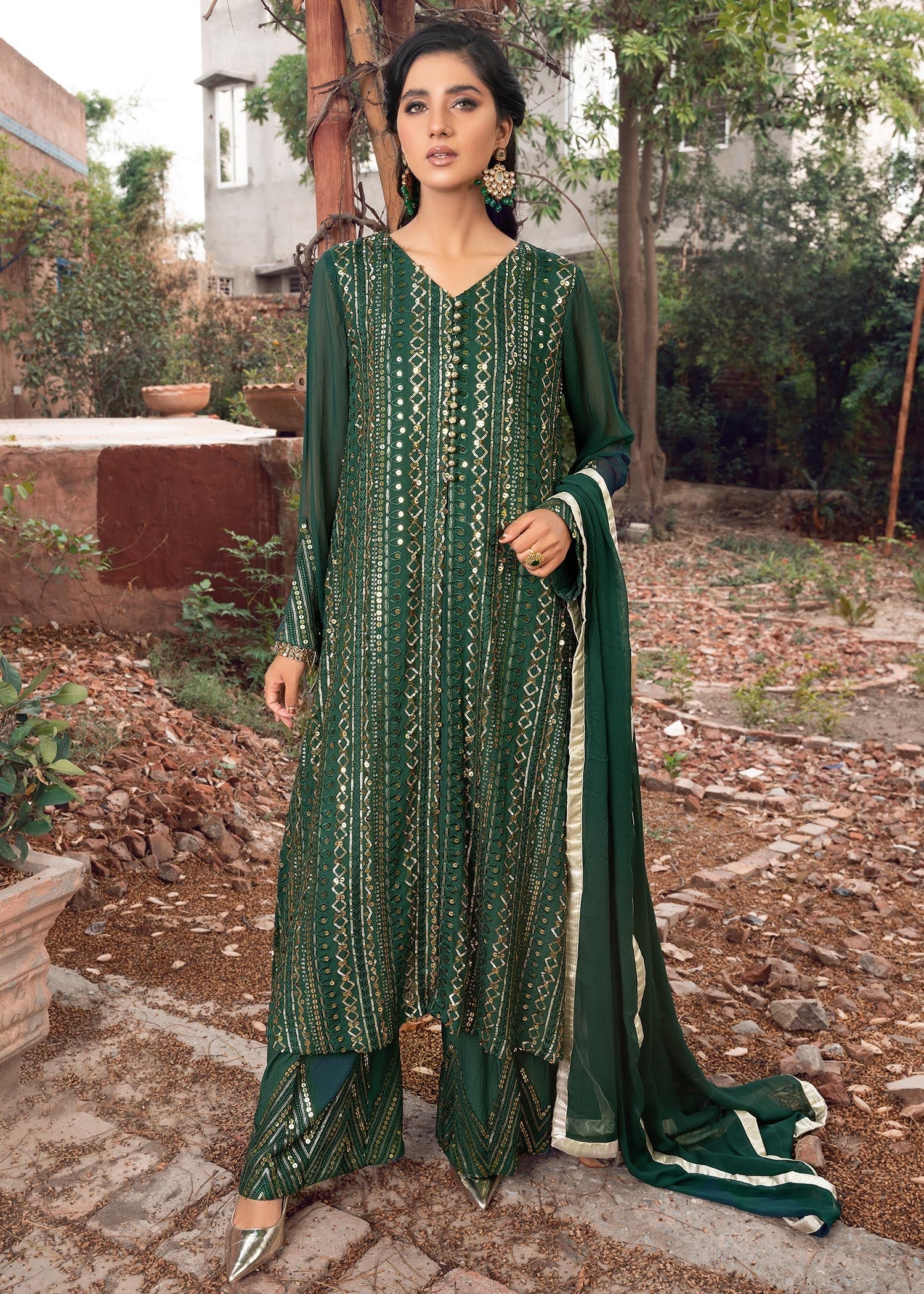 Rang-e-Haya Ufaq Bottle Green Women 4pcs