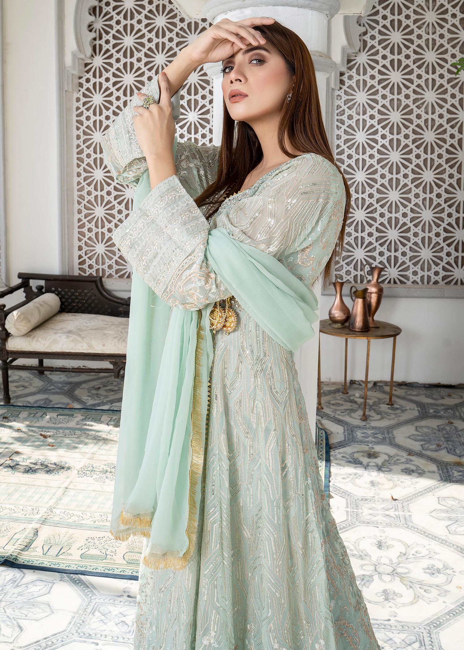 Manahils Angrakha 105 AQUA Women 3pcs