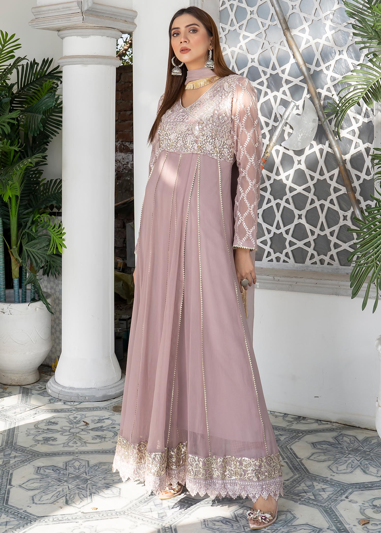 Manahils Anarkali 108 LILAC Women 3pcs