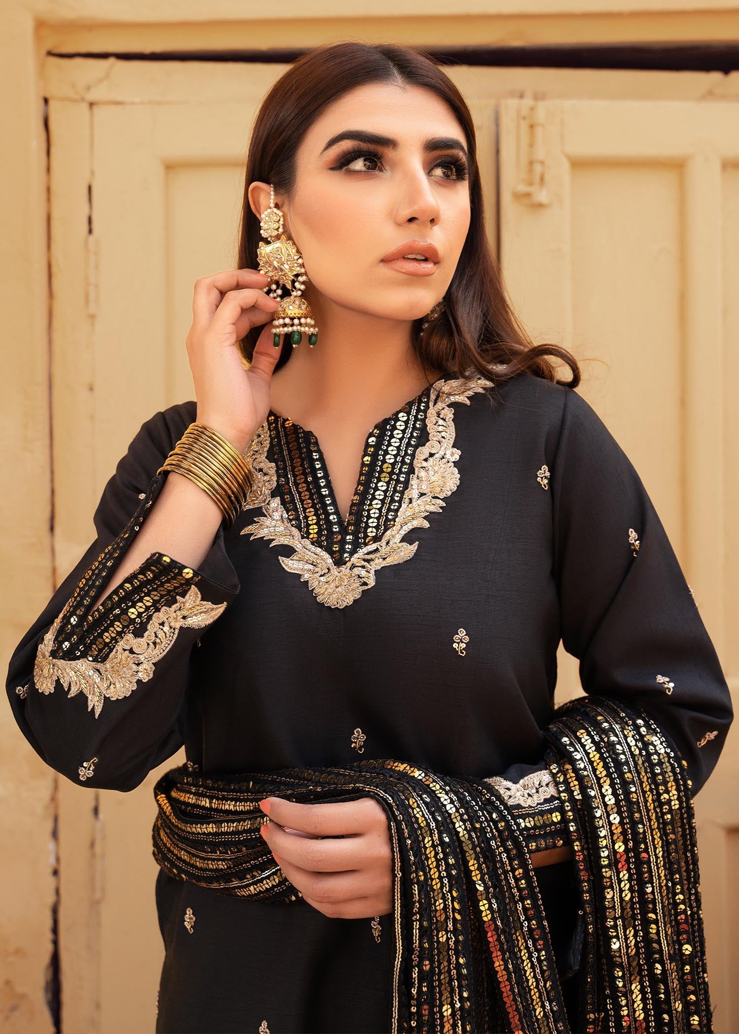 Rang-e-Haya Sandali black Women 3pcs