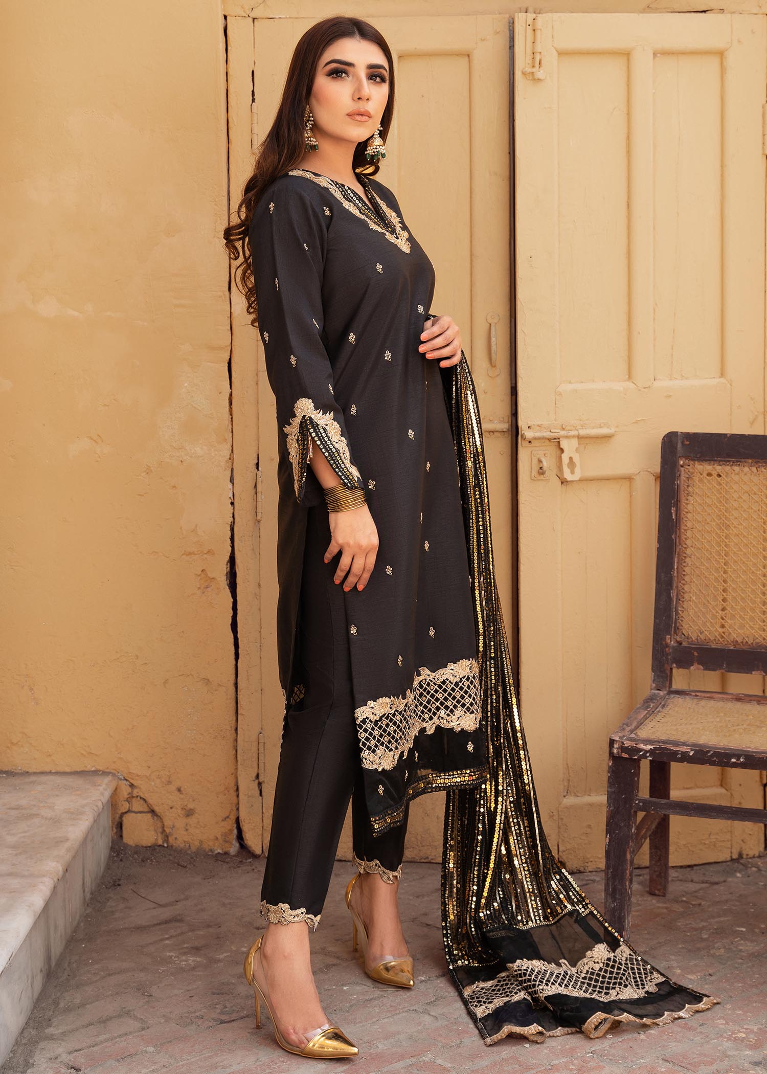Rang-e-Haya Sandali black Women 3pcs