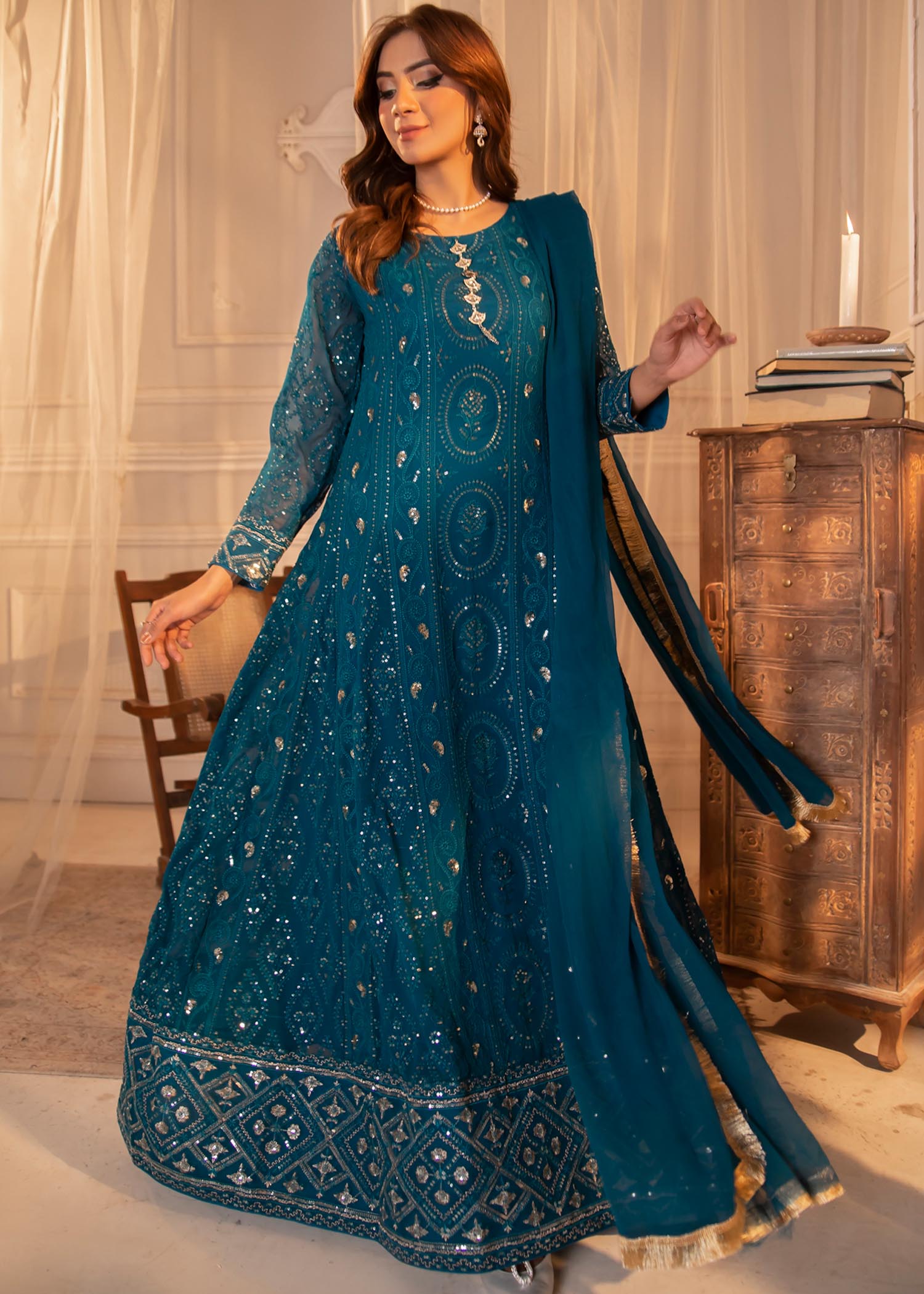 Manahils Maxi 098 Blue Women 3pcs