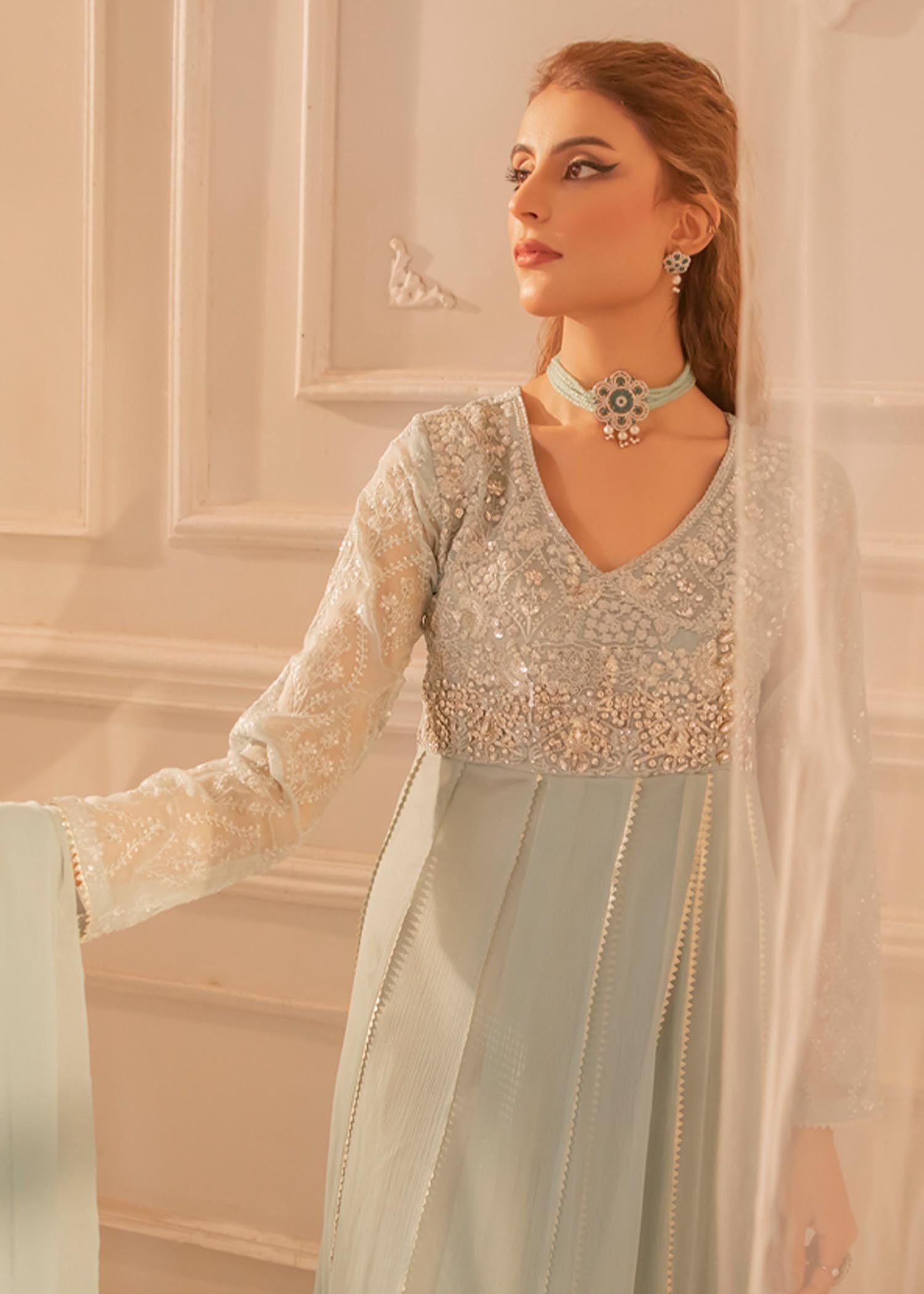 Manahils Anarkali 108 Aqua Women 3pcs