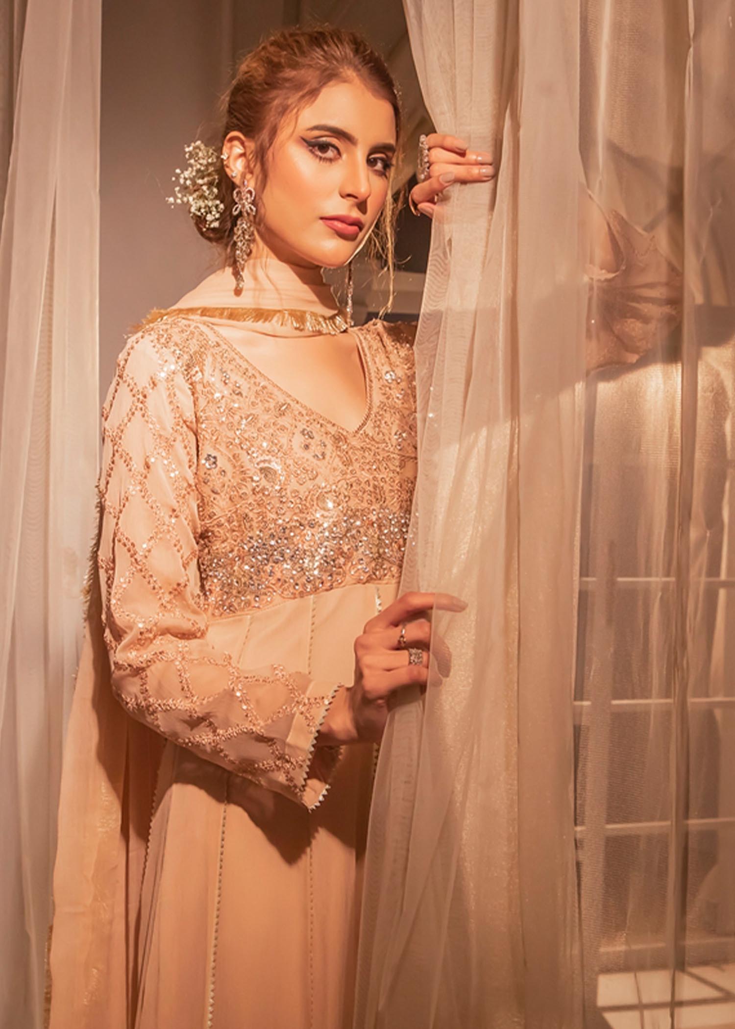 Manahils Anarkali 108 Peach Women 3pcs