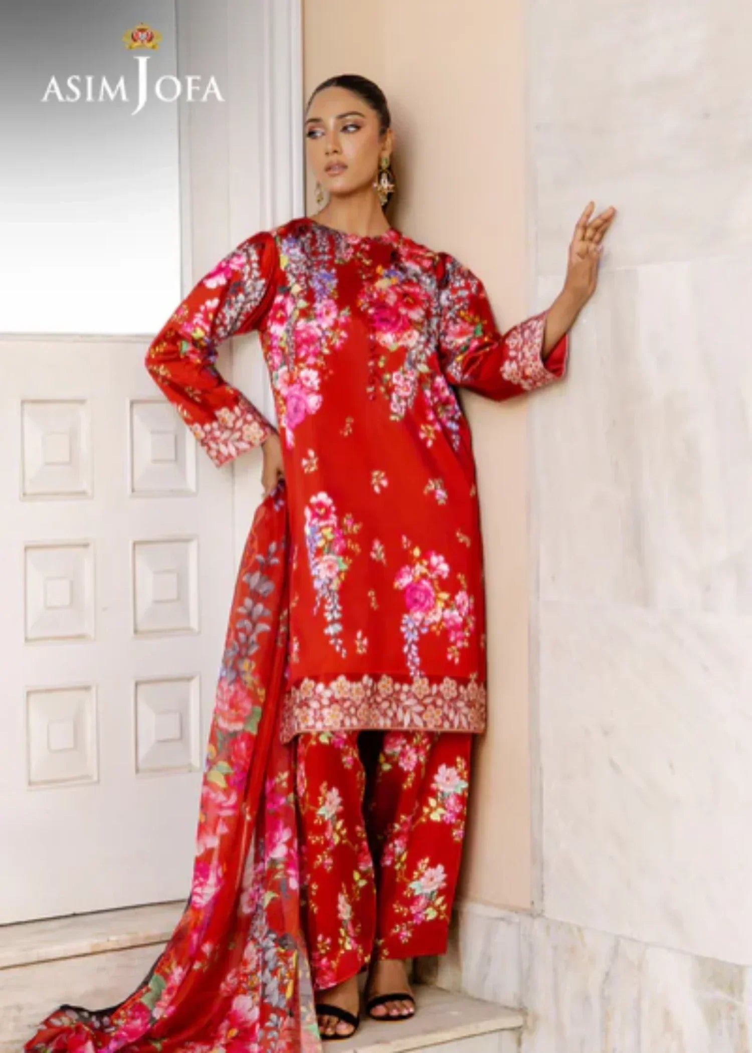 Asim Jofa AJPB 197 EMBROIDERED CHARMEUSE SILK STITCHED Women 3pcs