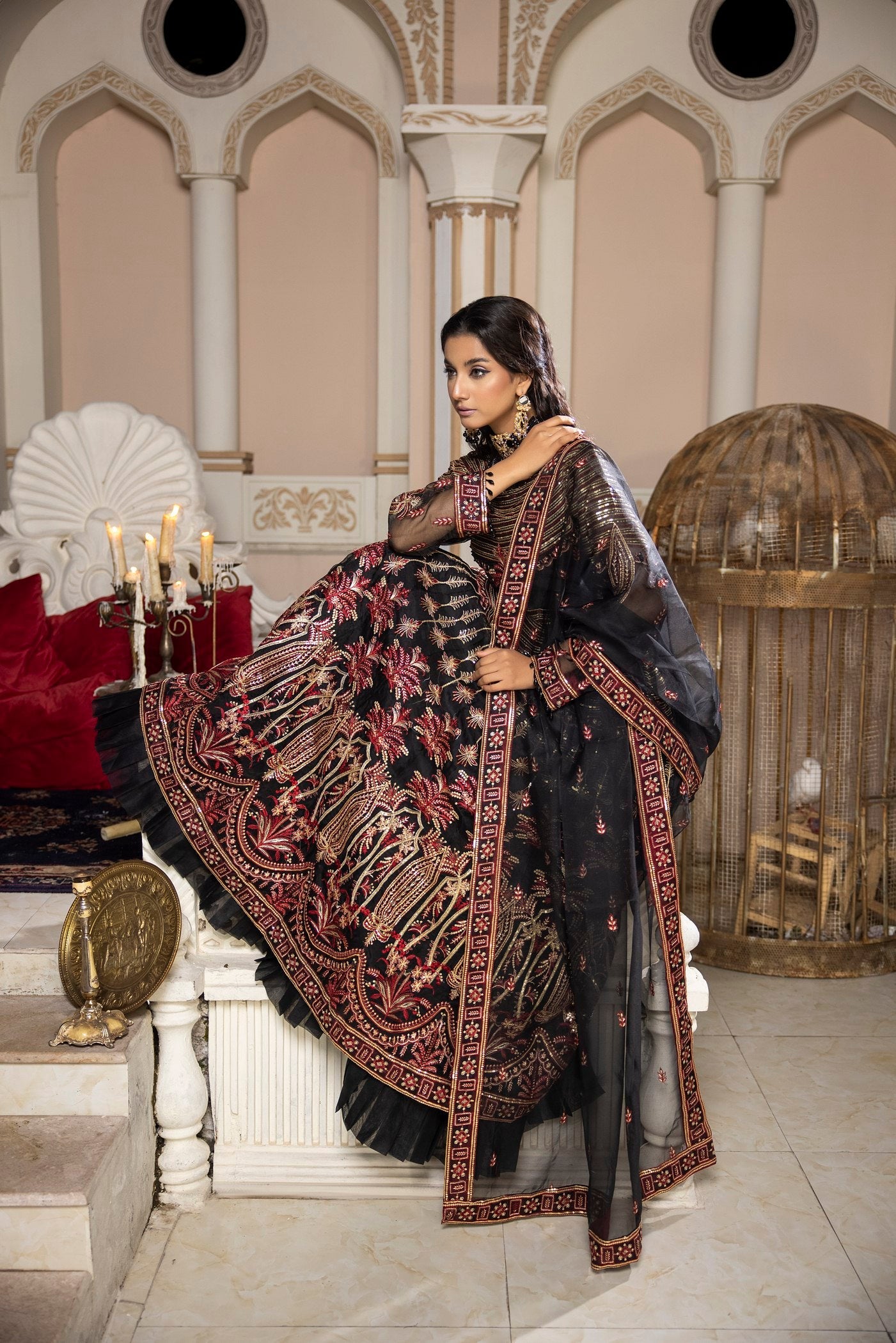 Shahjahan - Feel Royal SJ 23024 Black Maroon Women 3pcs