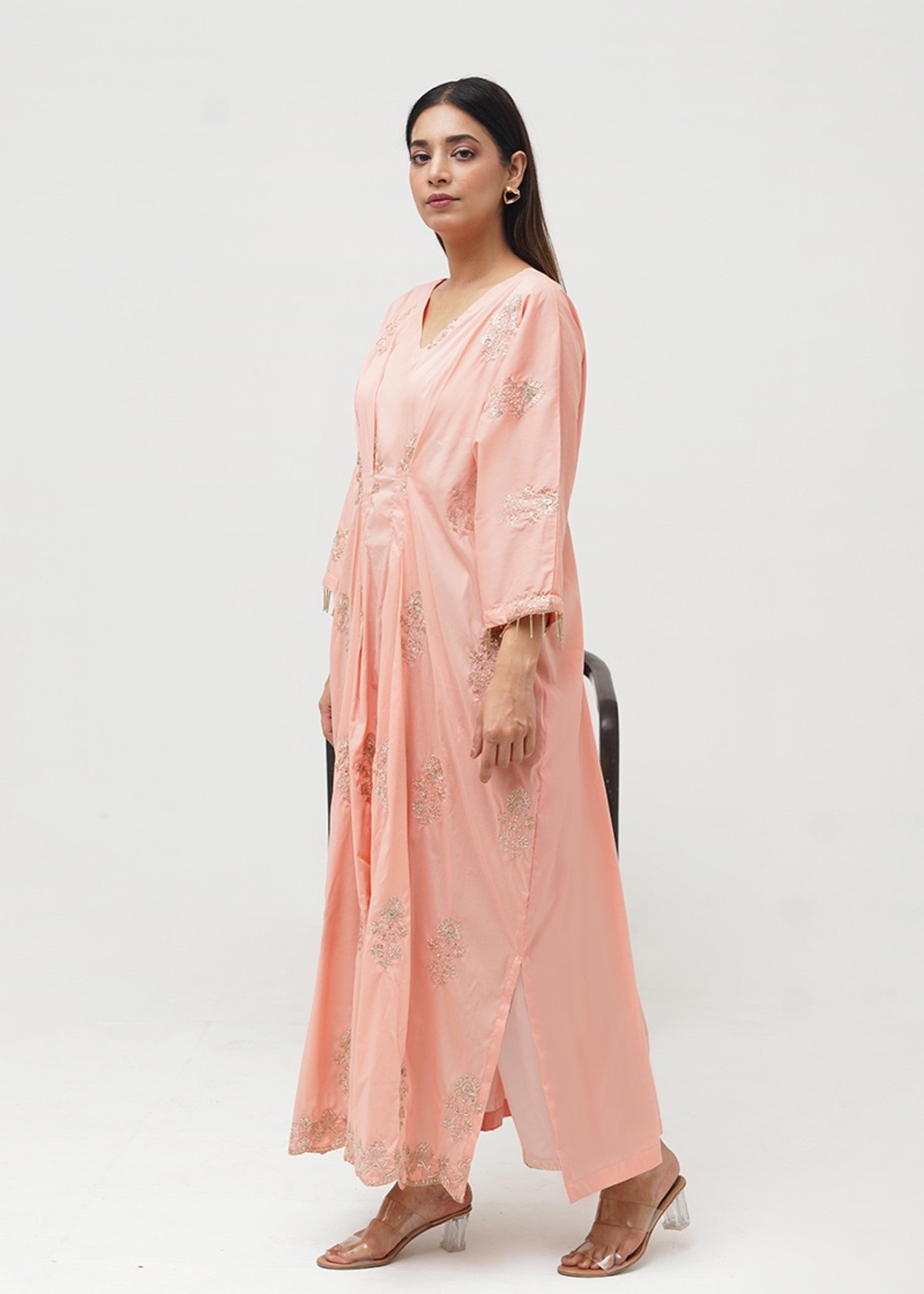 Kross Kulture Embroidered Cotton Silk Kaftan 01555 Women 1pcs