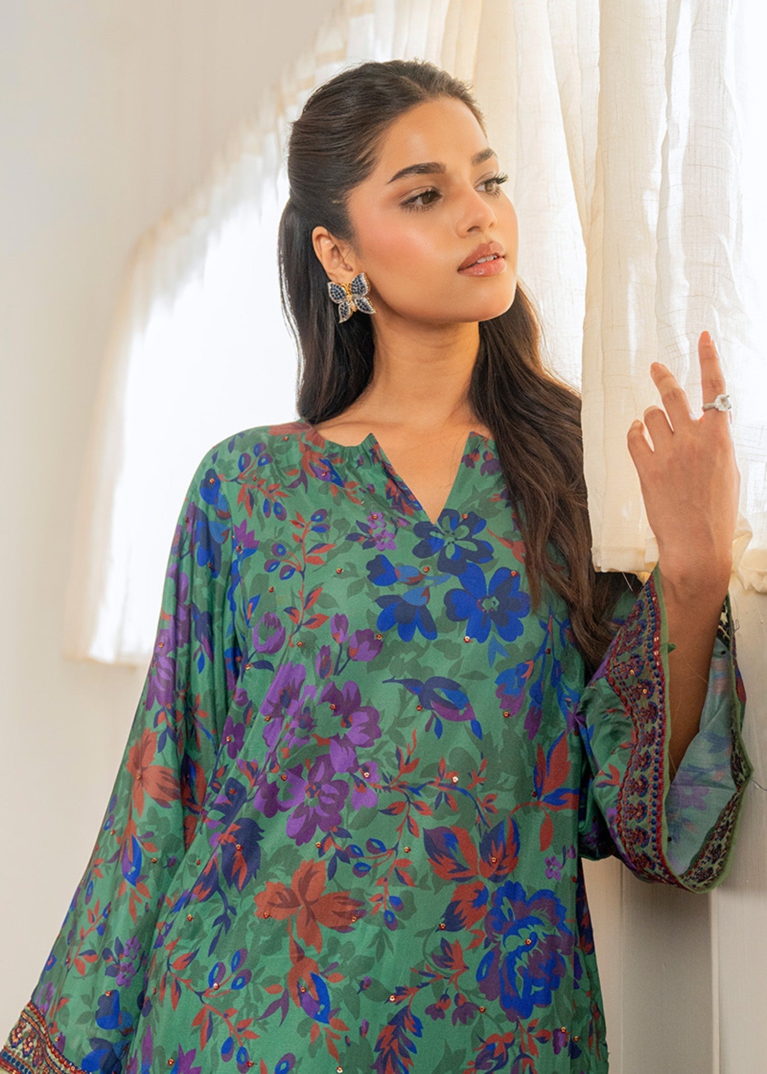 Kross Kulture Digital Printed and Embroidered Silk Lawn 01665 Women 2pcs