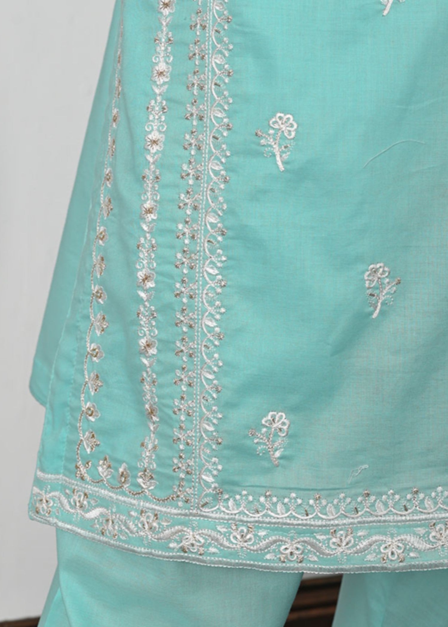 Khombi Delicate BZ 151 Aqua Cotton Embroidered Dress Women 3pcs