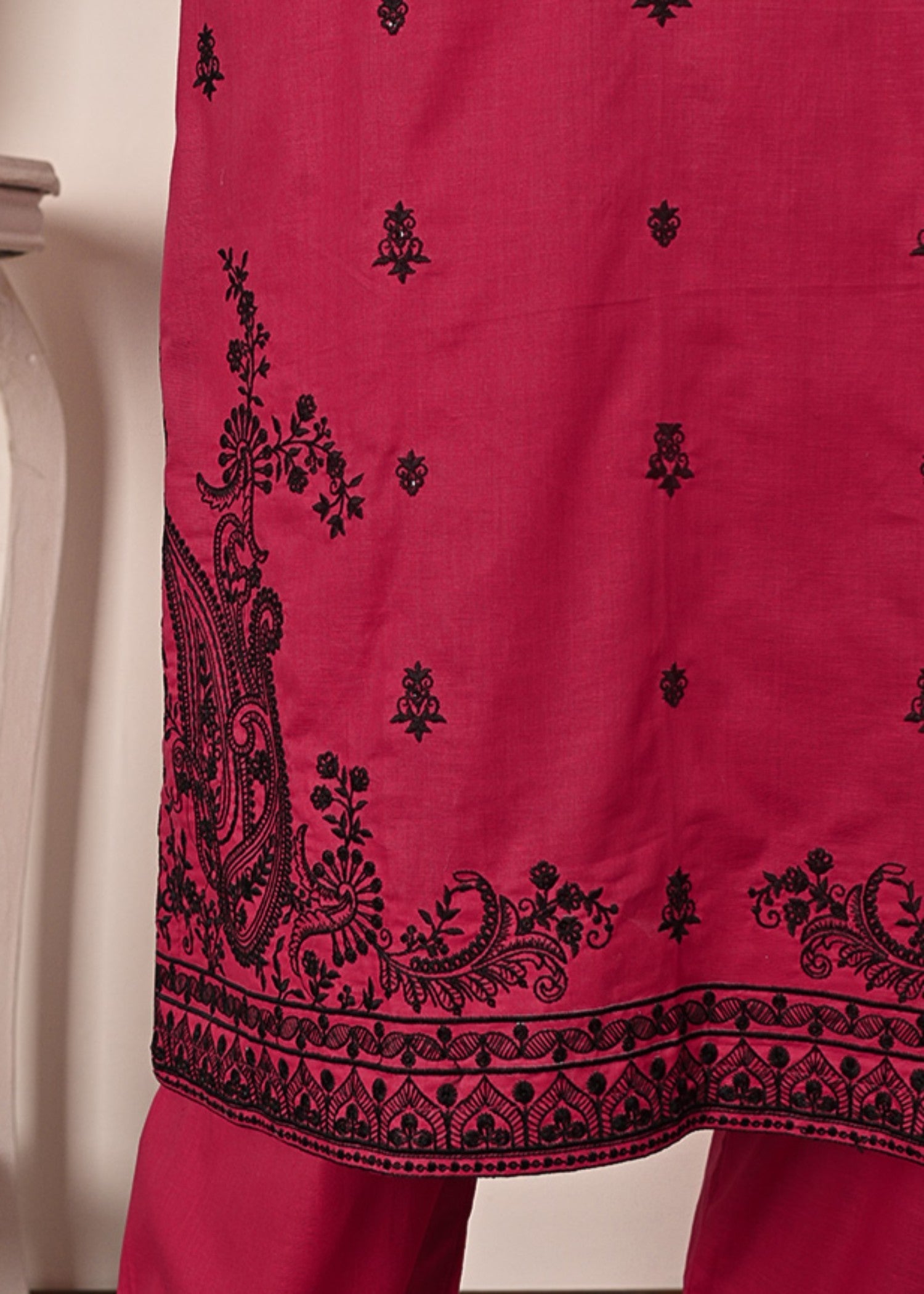 Khombi Image BZ 193 Hot Pink Red Daily/Basic Wear Cotton Embroidered Dress Women 3pcs