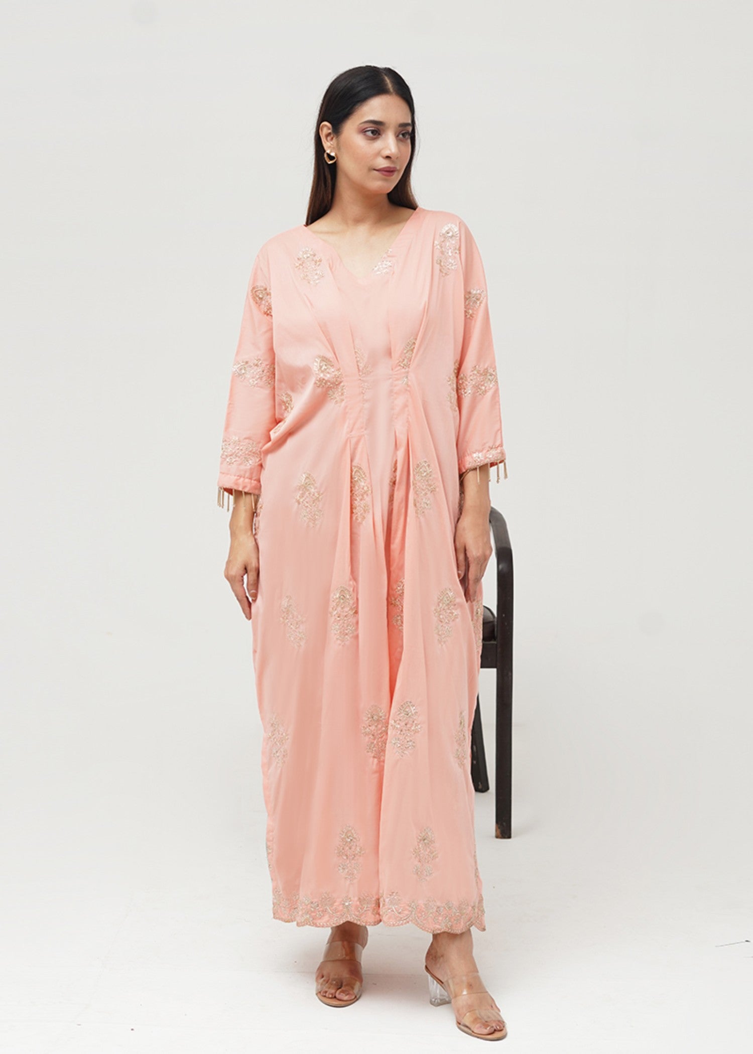 Kross Kulture Embroidered Cotton Silk Kaftan 01555 Women 1pcs