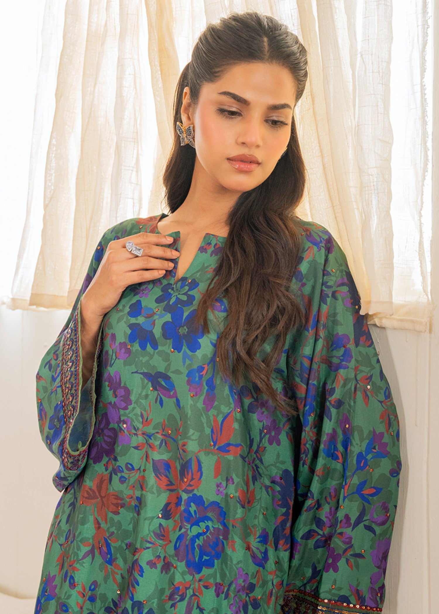 Kross Kulture Digital Printed and Embroidered Silk Lawn 01665 Women 2pcs