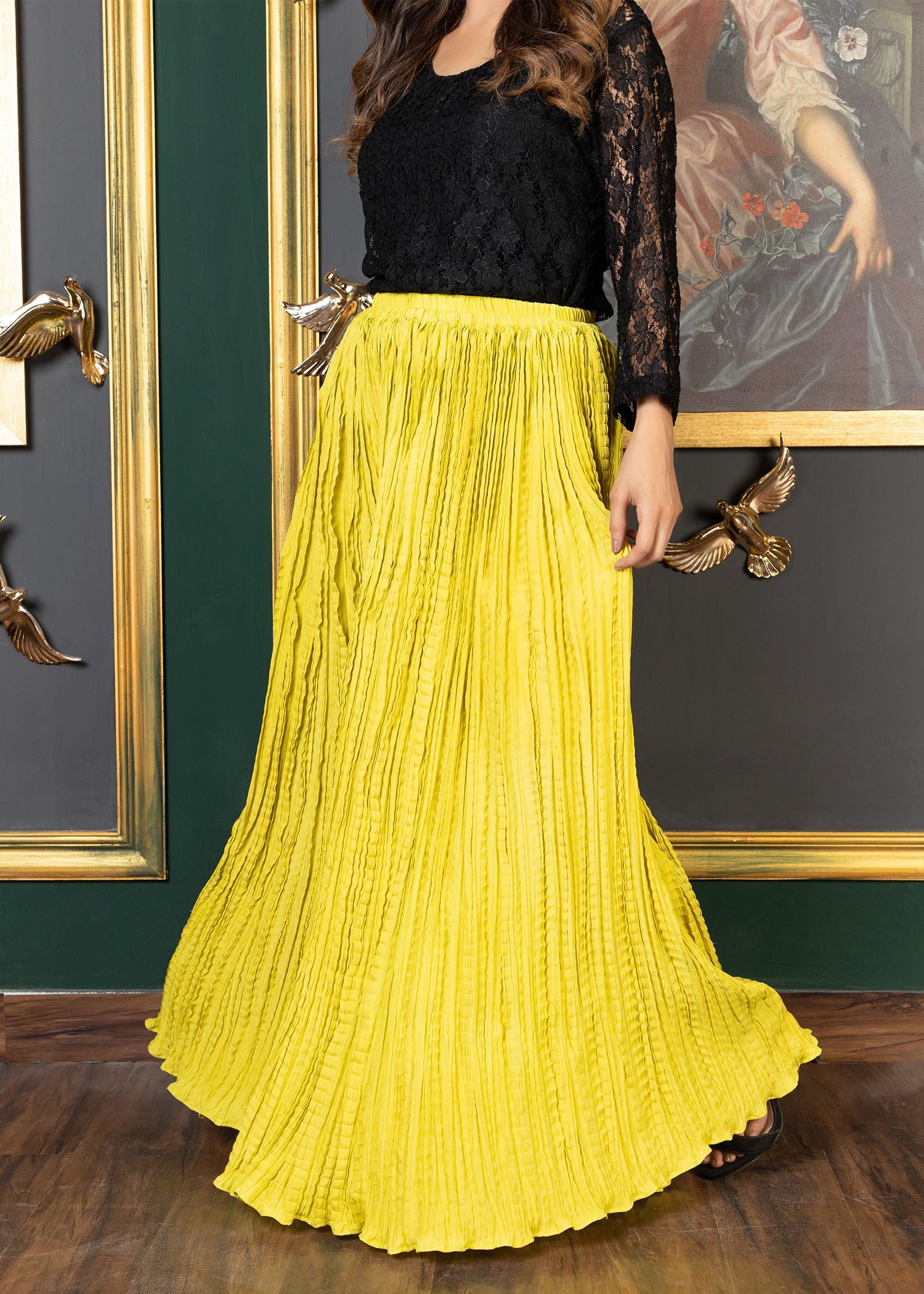 Zarsah Leher Pants Yellow Women 1pcs