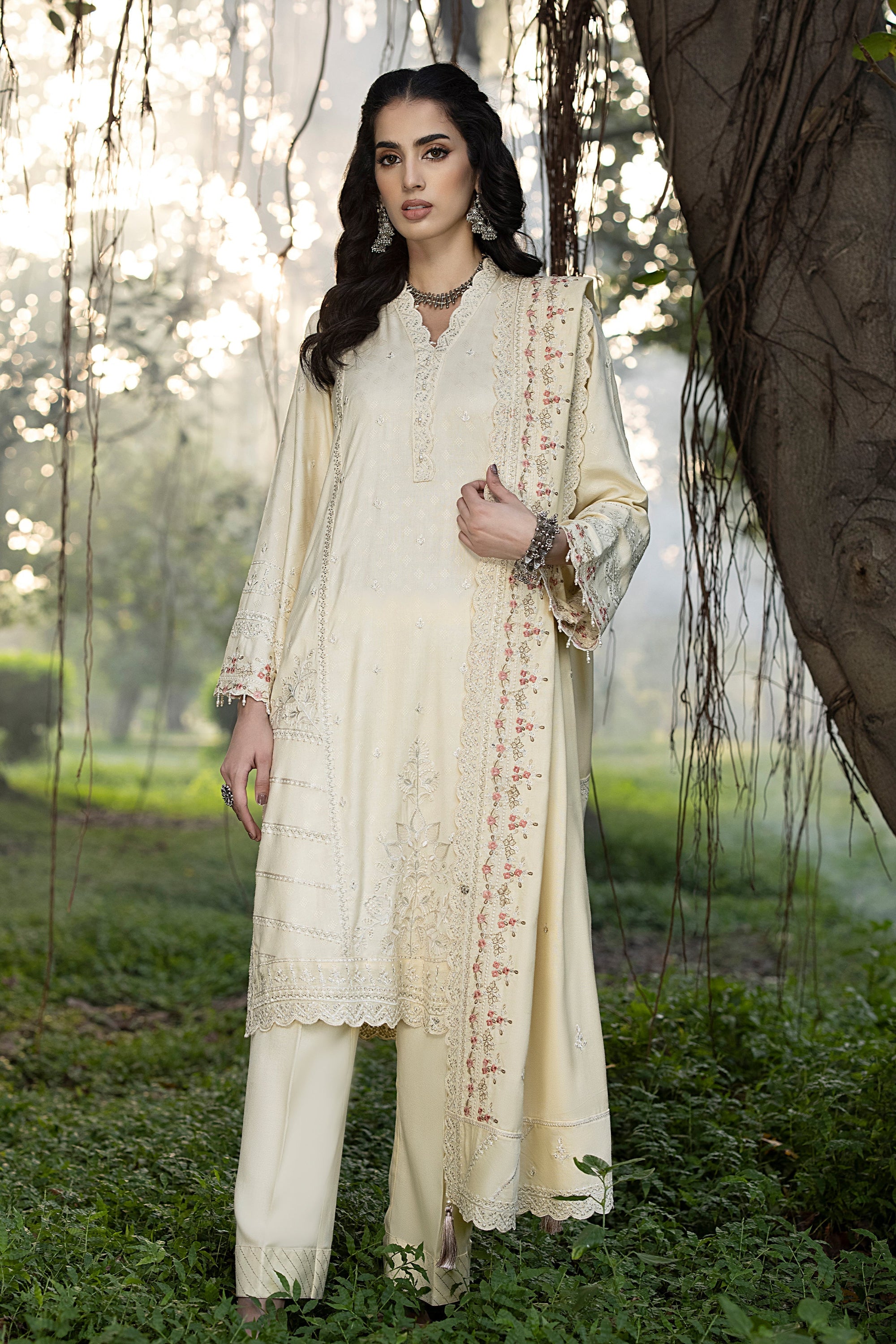 Lakhany Ready To Wear Embroidered with Fancy Shawl Women 3pcs