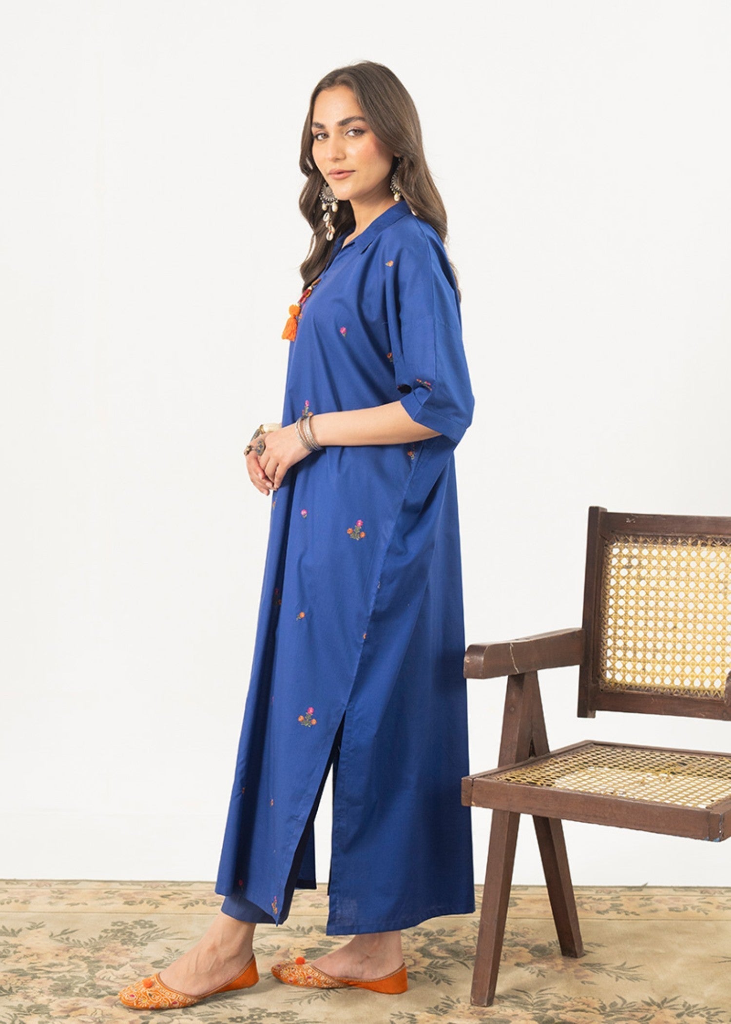 Kross Kulture Embroidered Cotton Lawn Long Shirt Women 1pcs