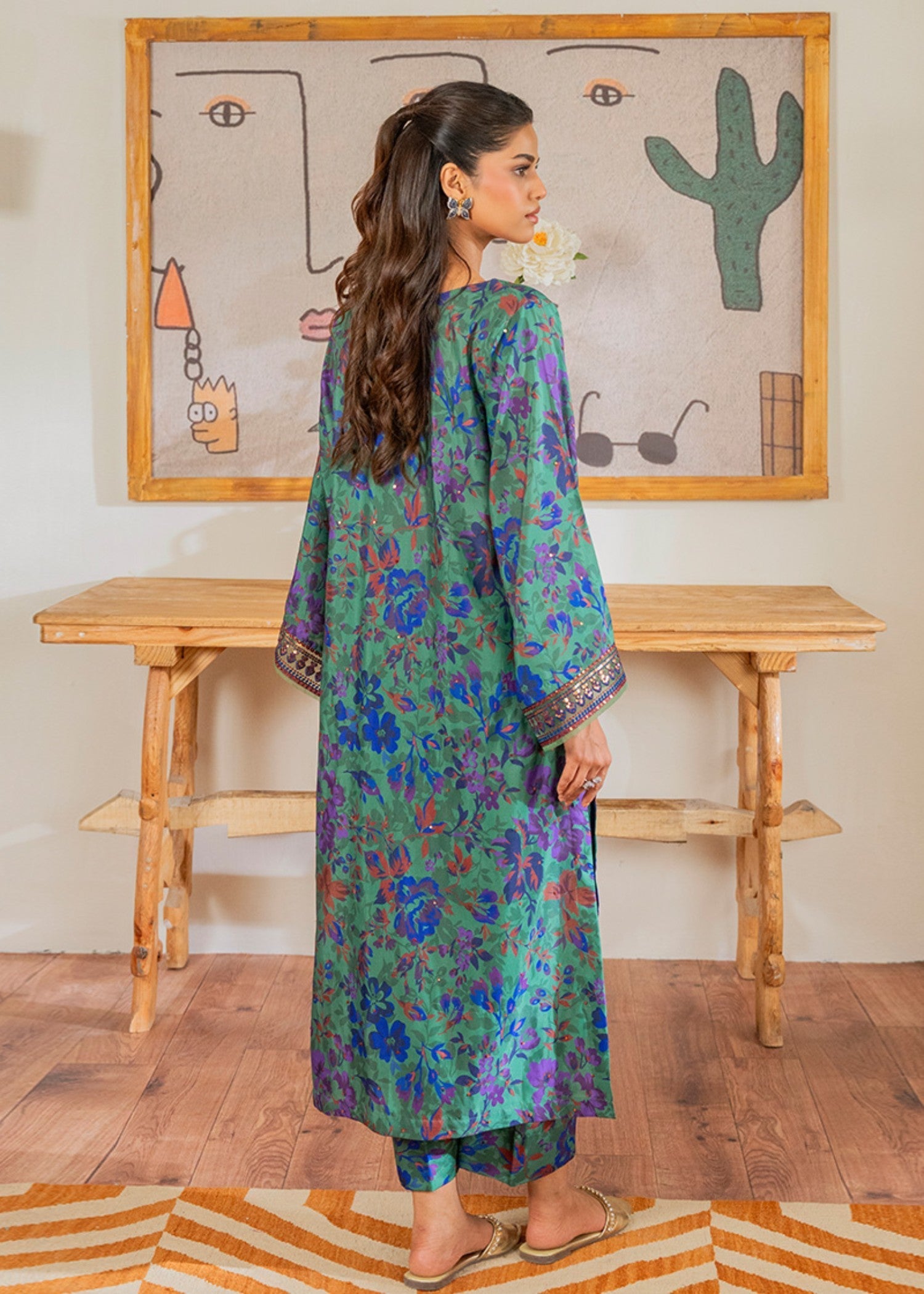 Kross Kulture Digital Printed and Embroidered Silk Lawn 01665 Women 2pcs