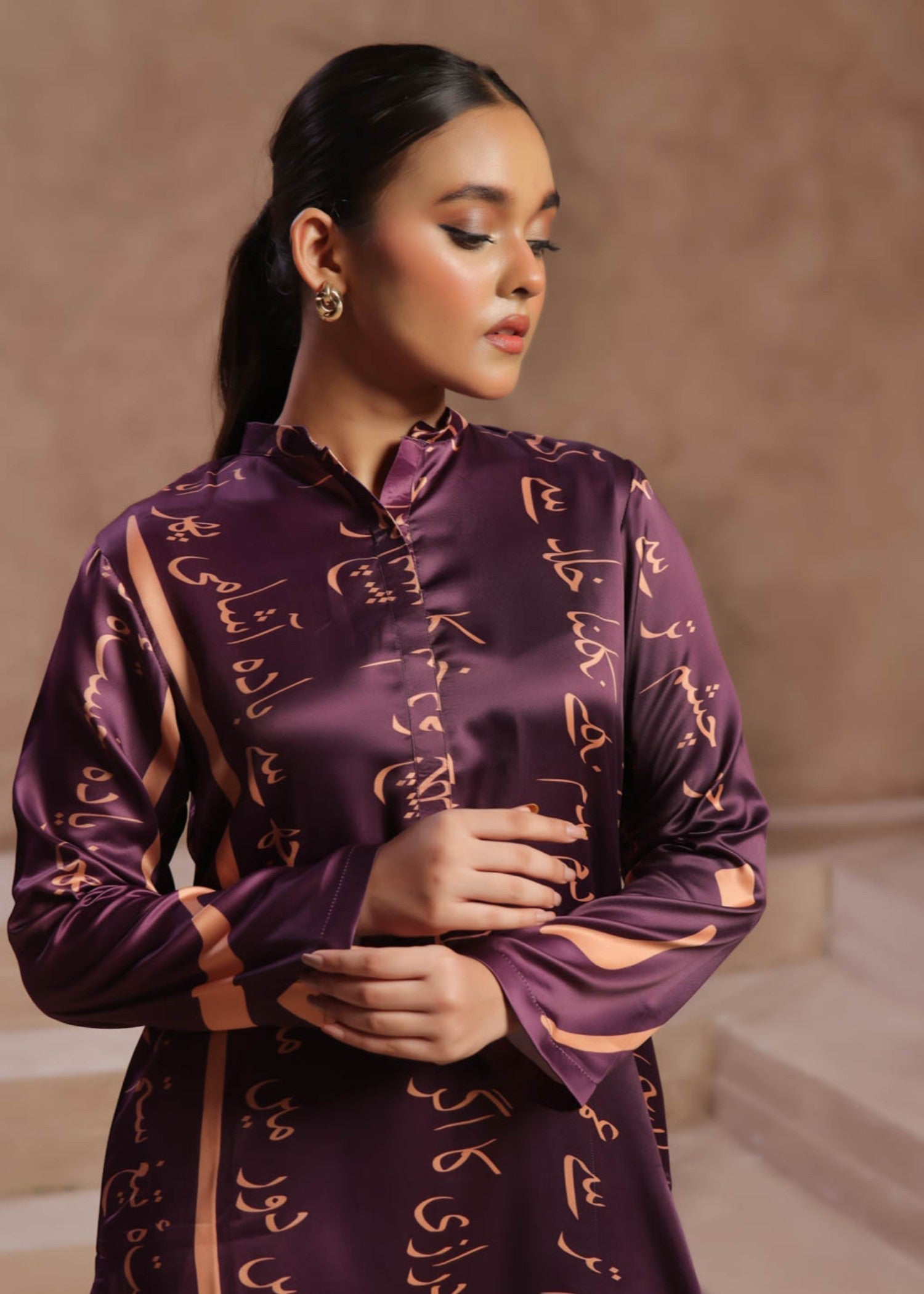 Tng (The Next Generation) Ghalib ki Khuahish | Shirt | Silk | Plum Women 1pcs
