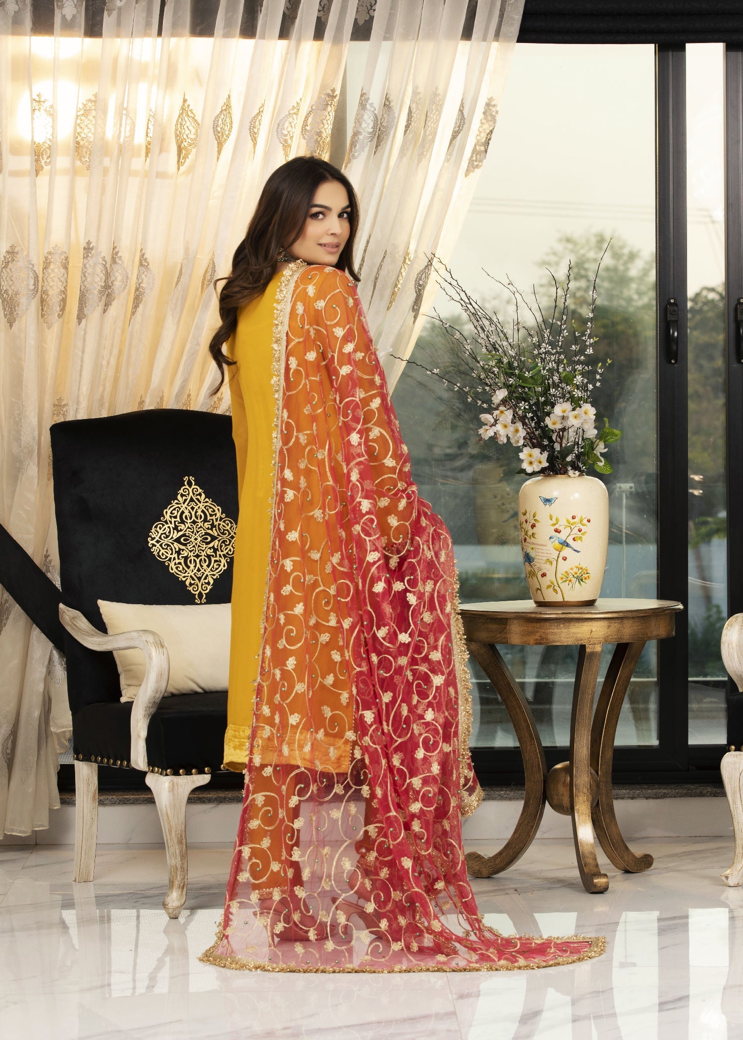 Khuda Baksh Creations Z 296 Mustard Women 4pcs
