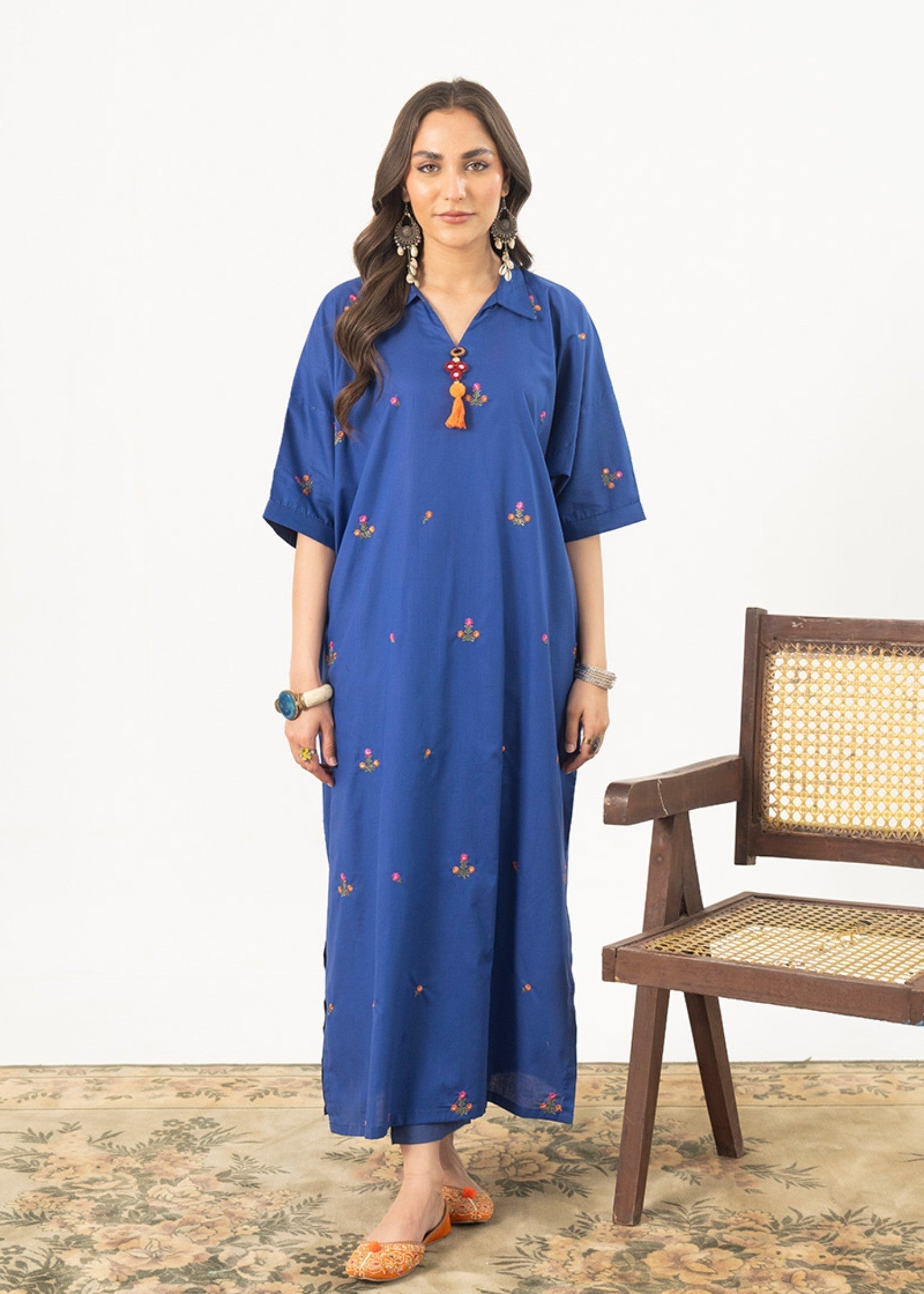 Kross Kulture Embroidered Cotton Lawn Long Shirt Women 1pcs