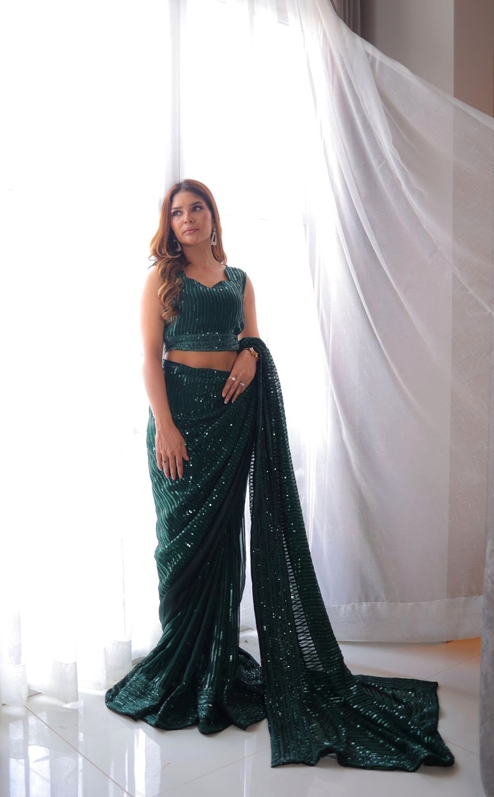 Spark Wear Emerald Saree Women 3pcs