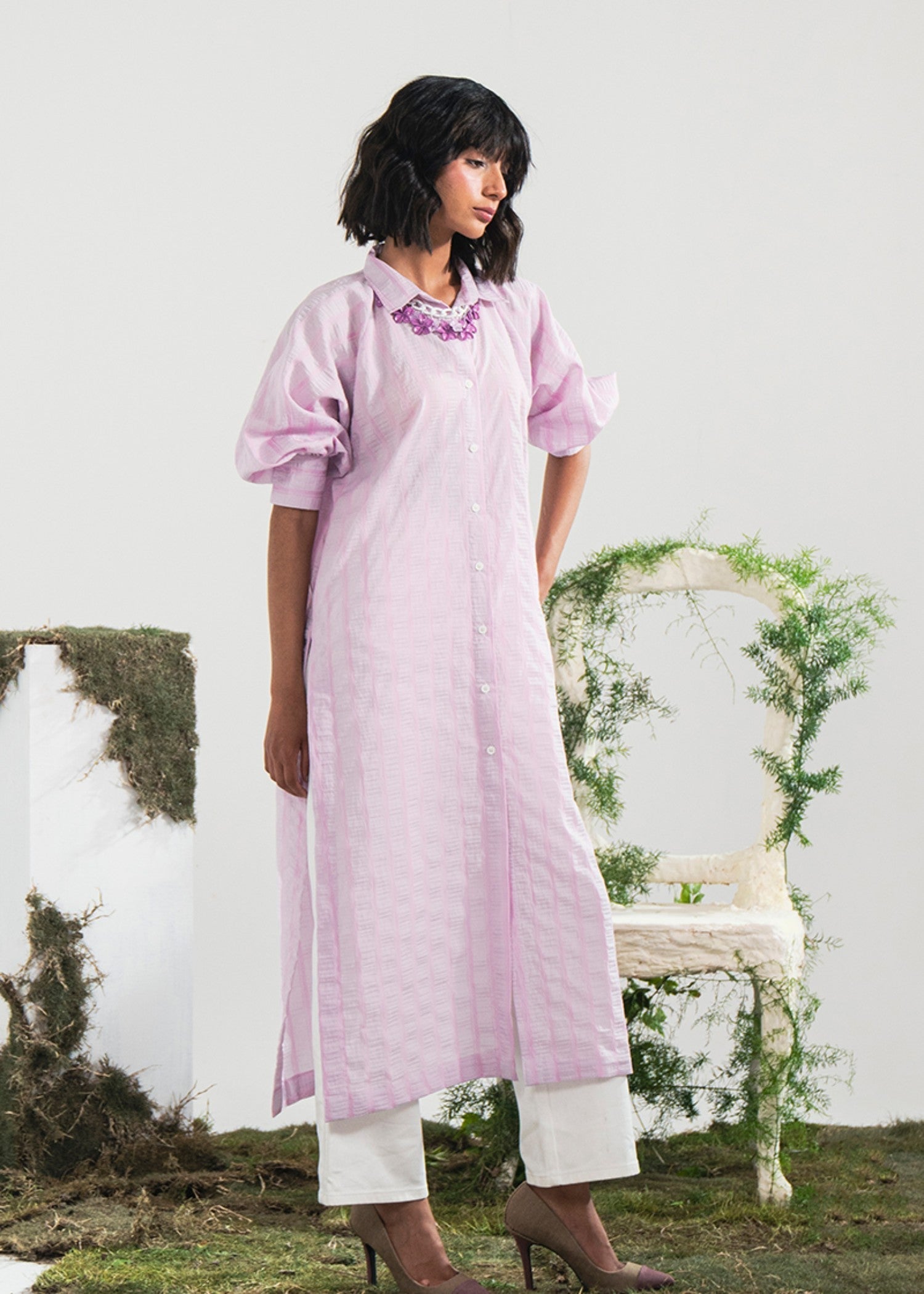 Halo Stripped Lilac Raglan Dress 0281 Women 1pcs