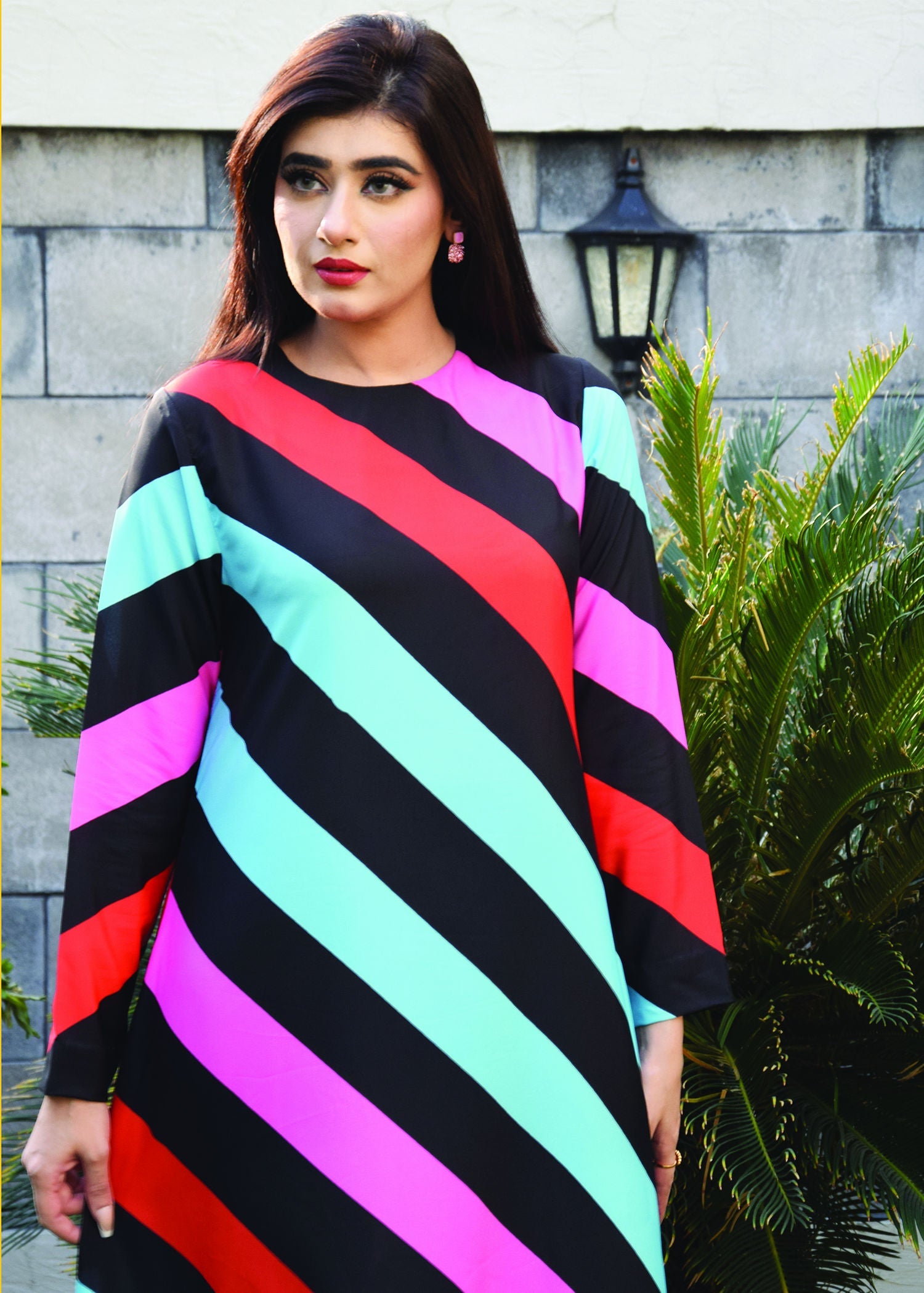 Stitch Vibes Multi Stripe Shirt Women 2pcs