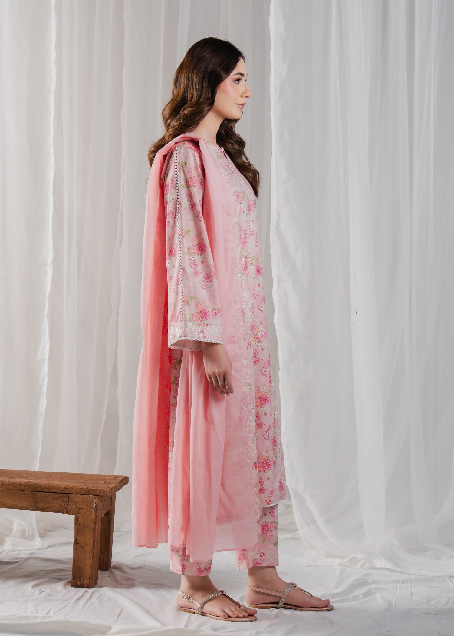 Buzzazi Seashell Pink Printed Suit Women 3pcs