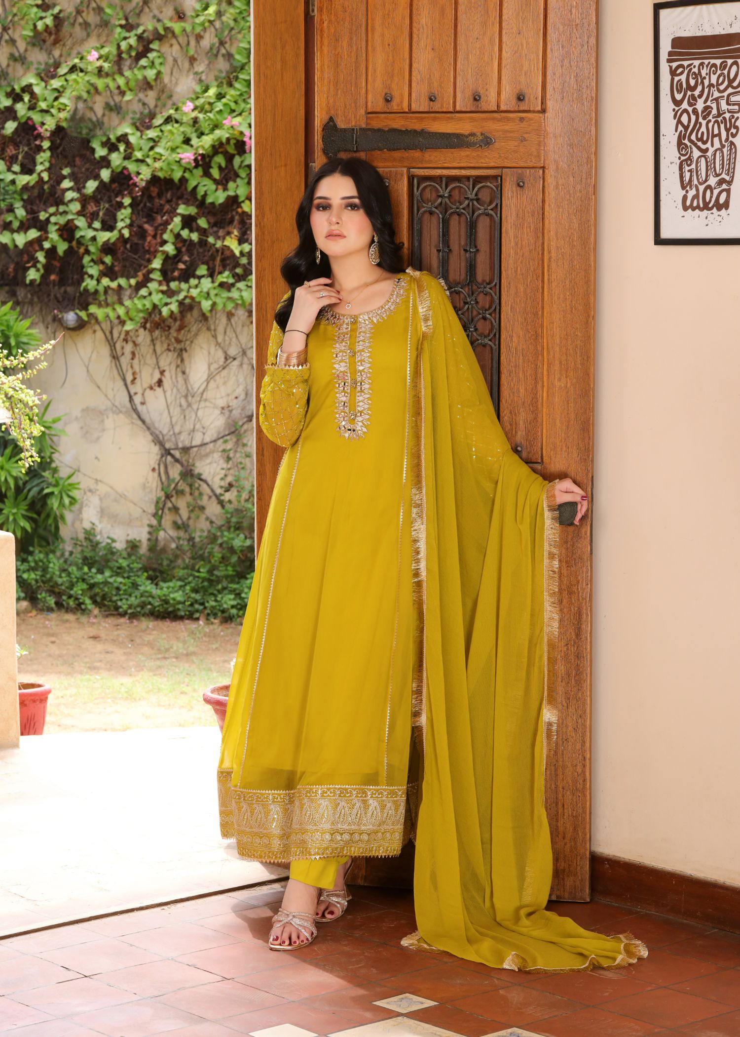 Manahils Maxi 123 MUSTARD Women 3pcs