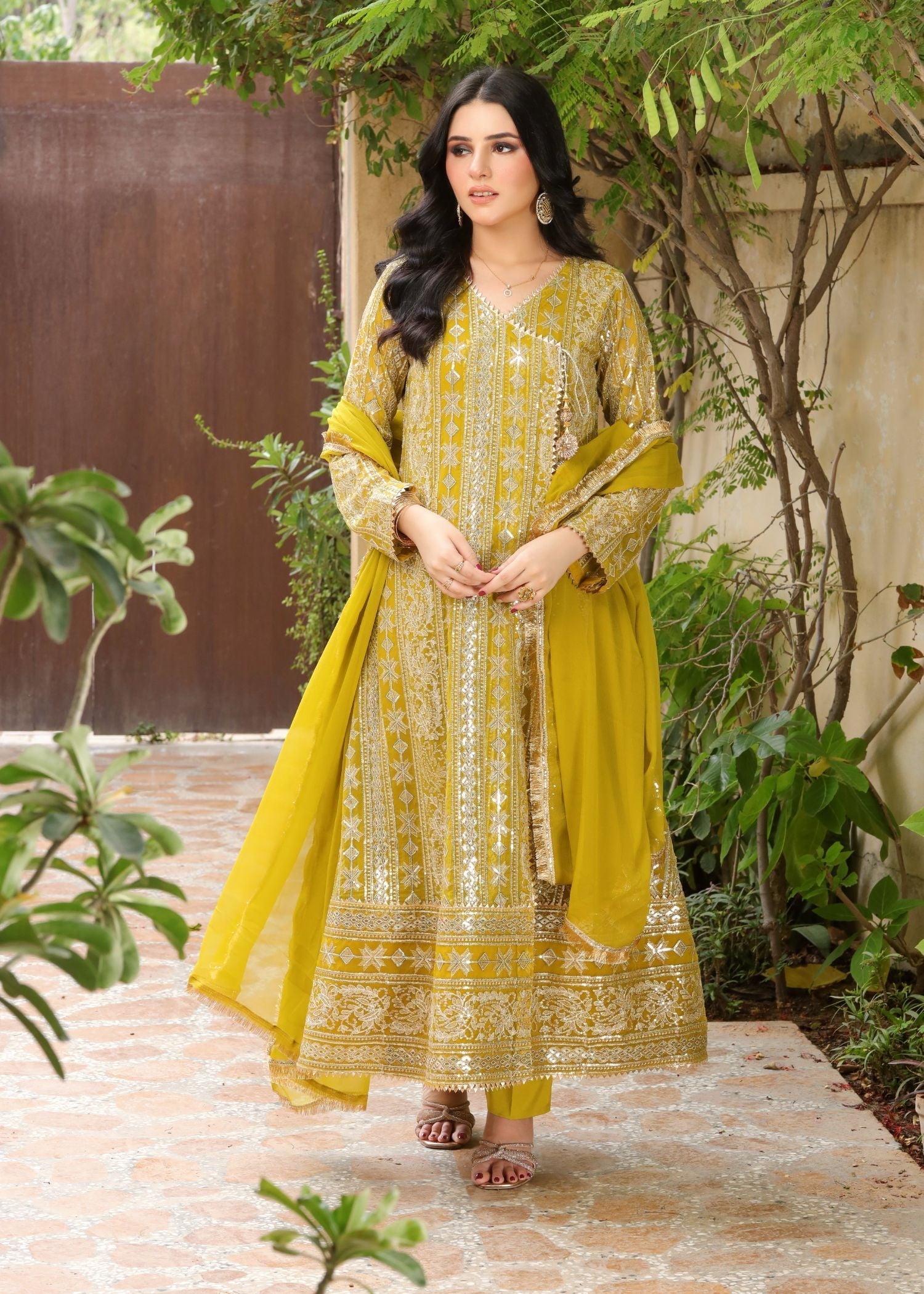 Manahils Angrakha 122 DIVINE Mustard Women 3pcs