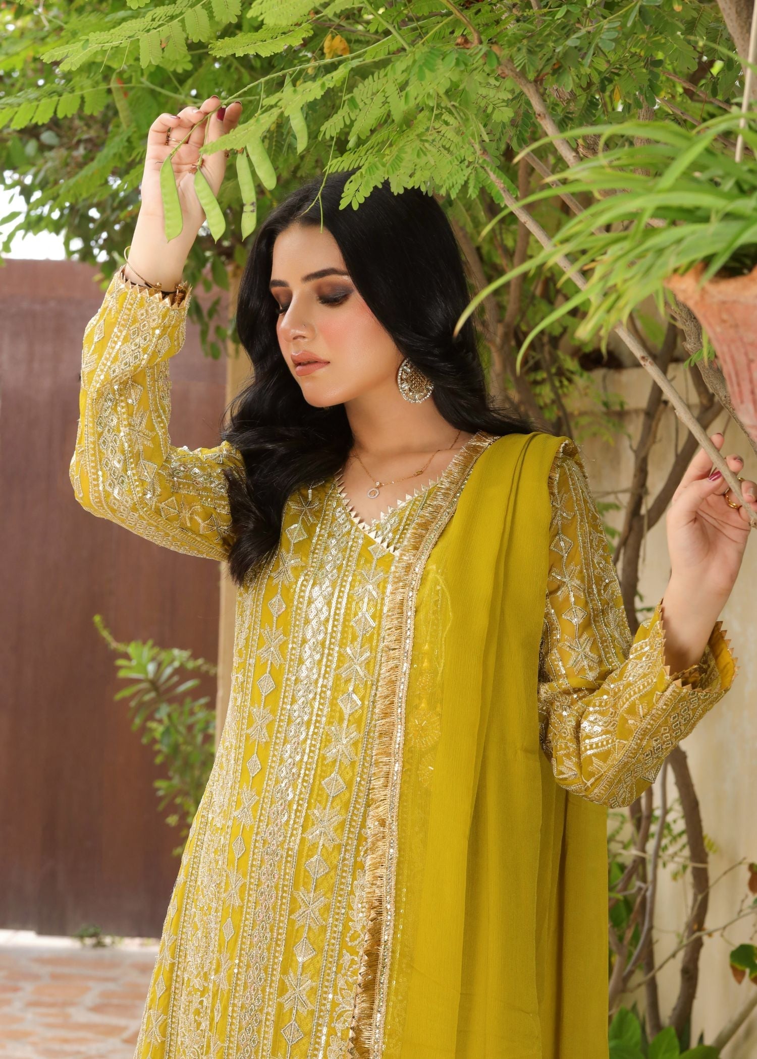 Manahils Angrakha 122 DIVINE Mustard Women 3pcs