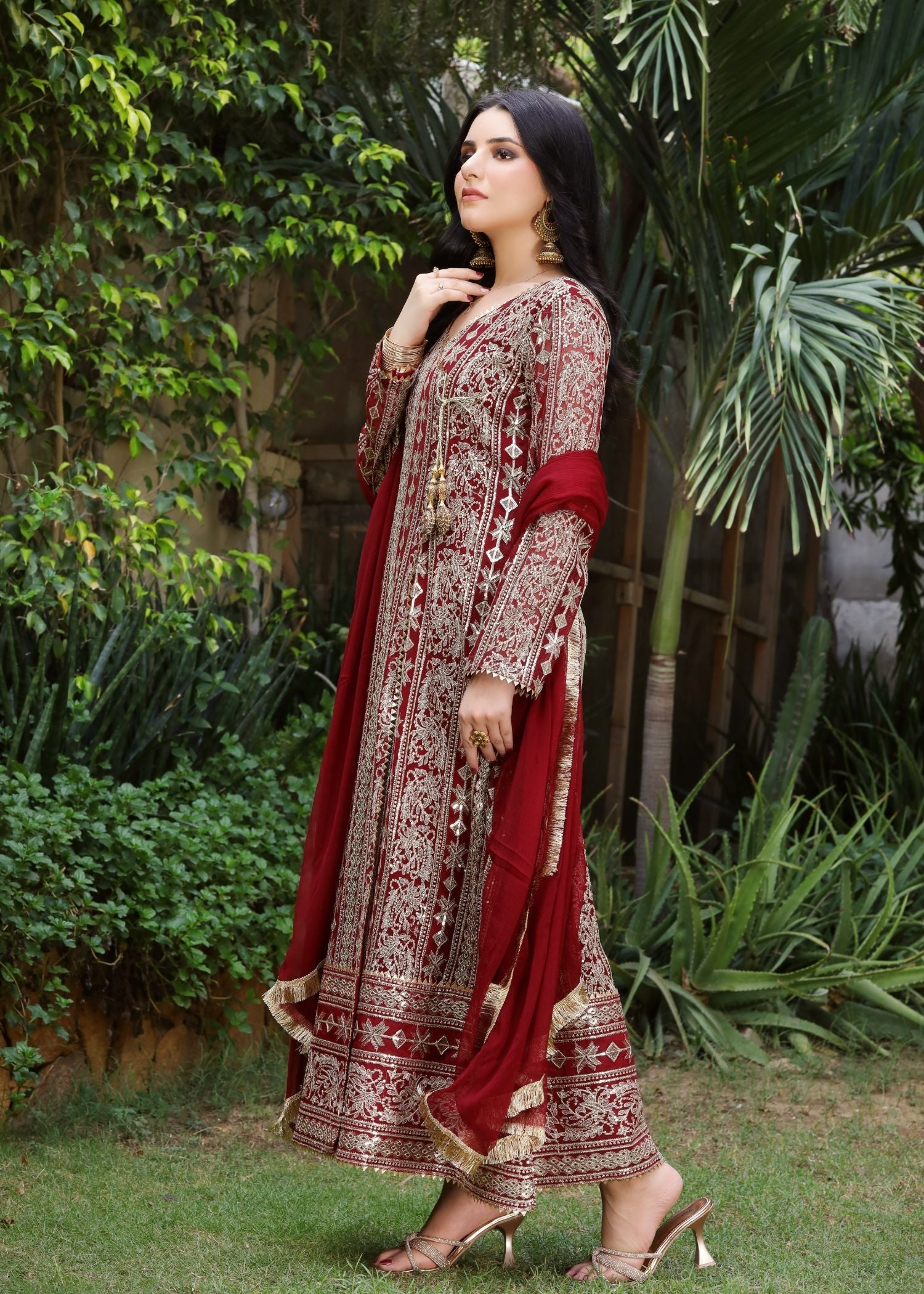 Manahils Angrakha 122 DIVINE MEHROON Women 3pcs