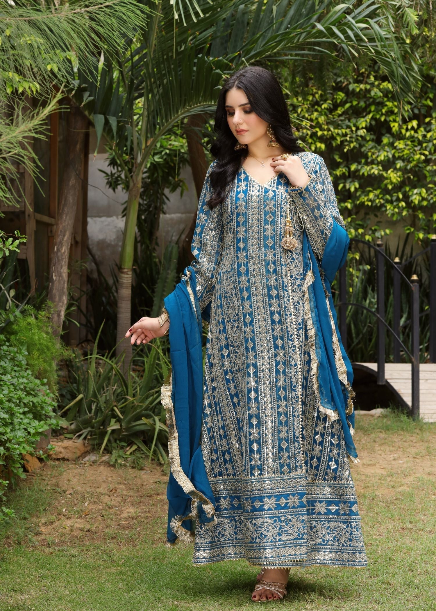 Manahils Angrakha 122 DIVINE ZINC BLUE Women 3pcs