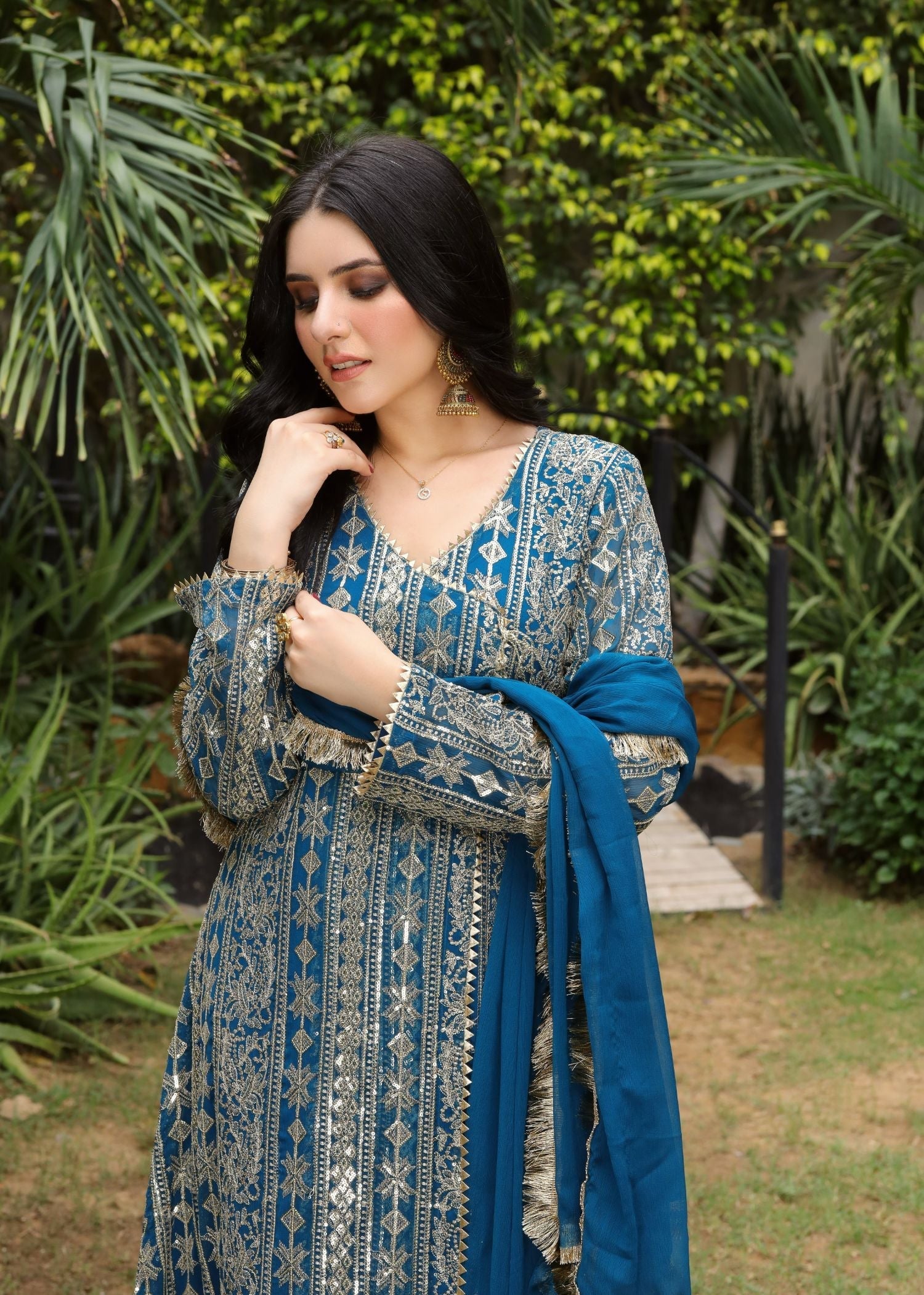 Manahils Angrakha 122 DIVINE ZINC BLUE Women 3pcs