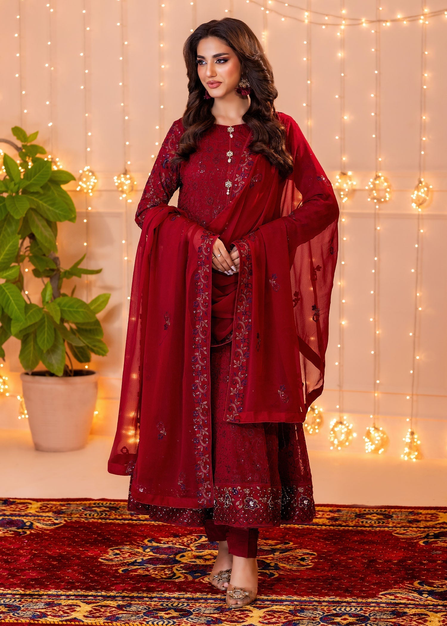 Ayesha Closet Dilaara Maroon Women 3pcs